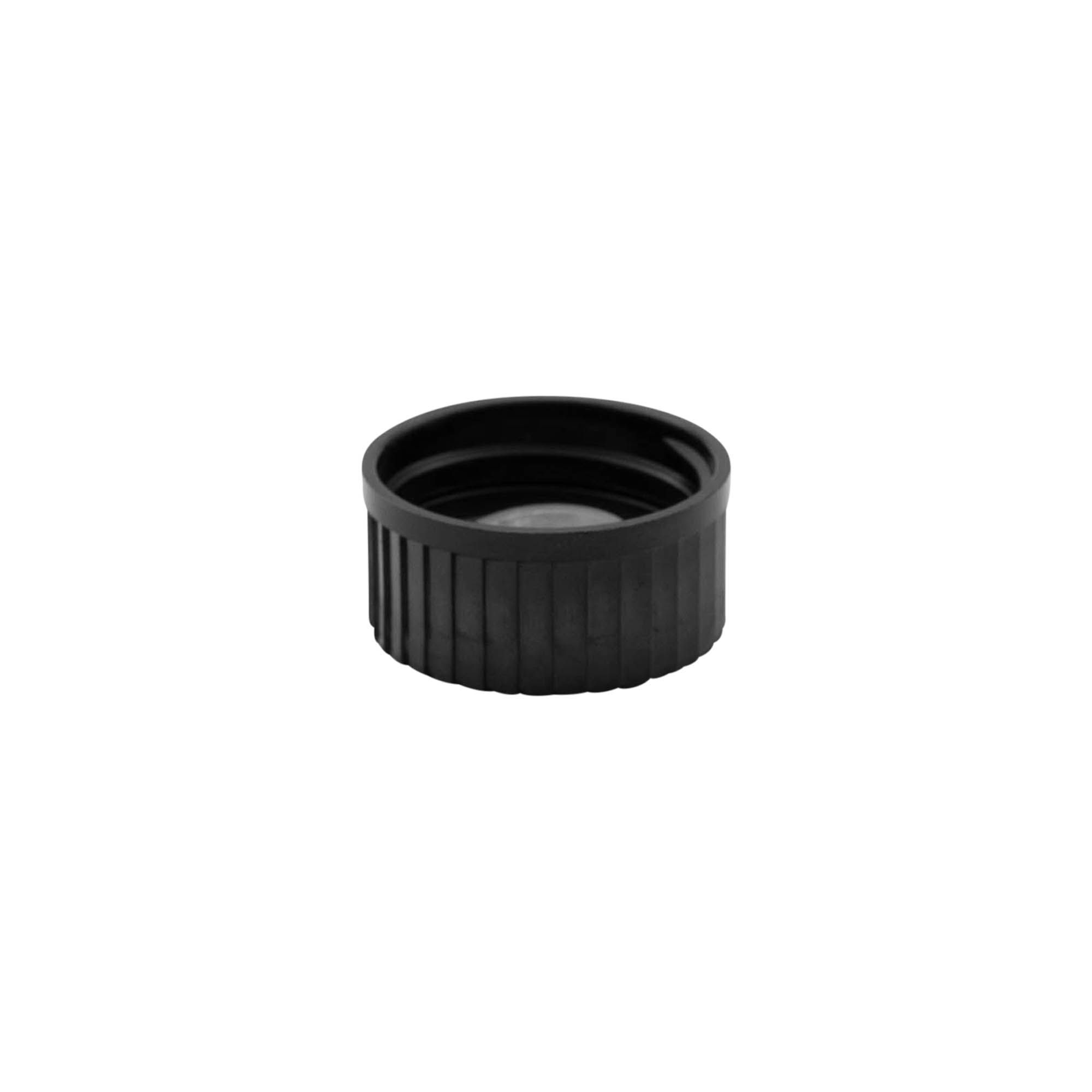 Tapa roscada, plástico HPM, negro, para boca: DIN 25 Tapa roscada, plástico HPM, negro, para boca: DIN 25