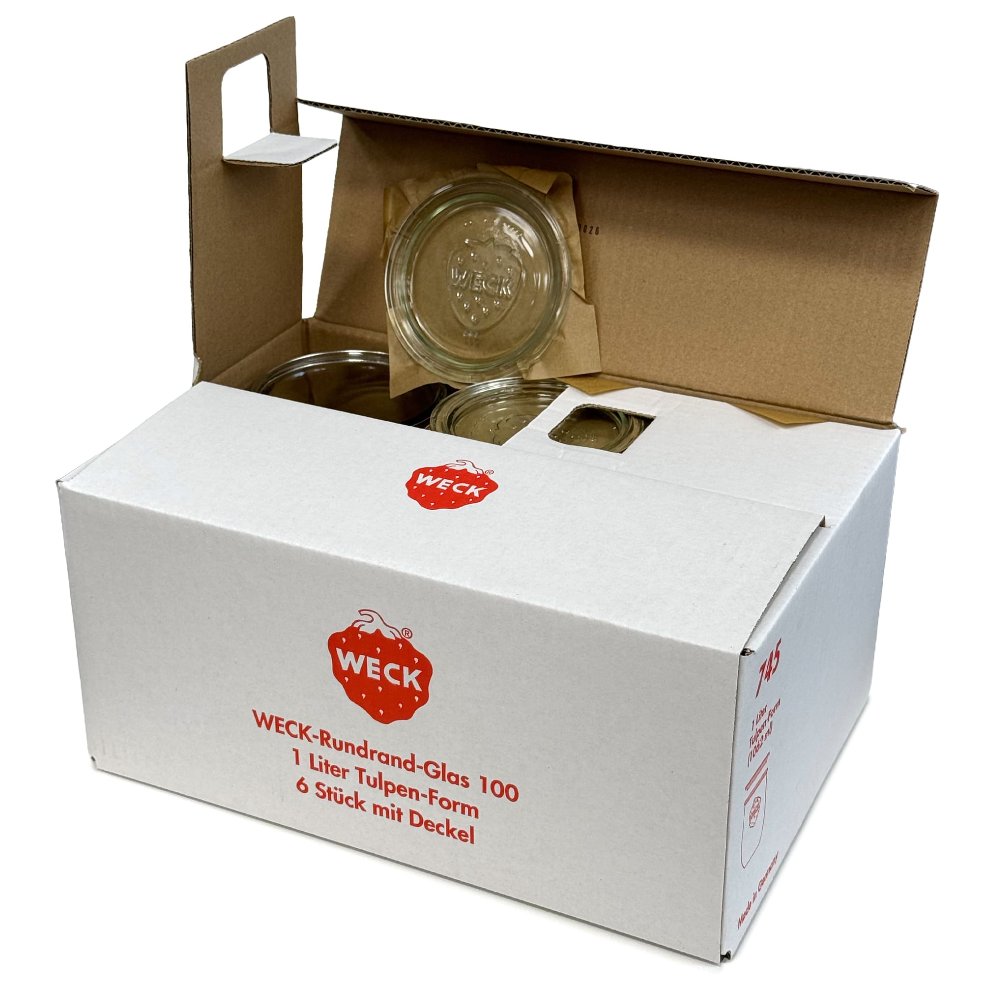 6x 1050 ml vaso tipo tulipán WECK con tapa de vidrio RR 100