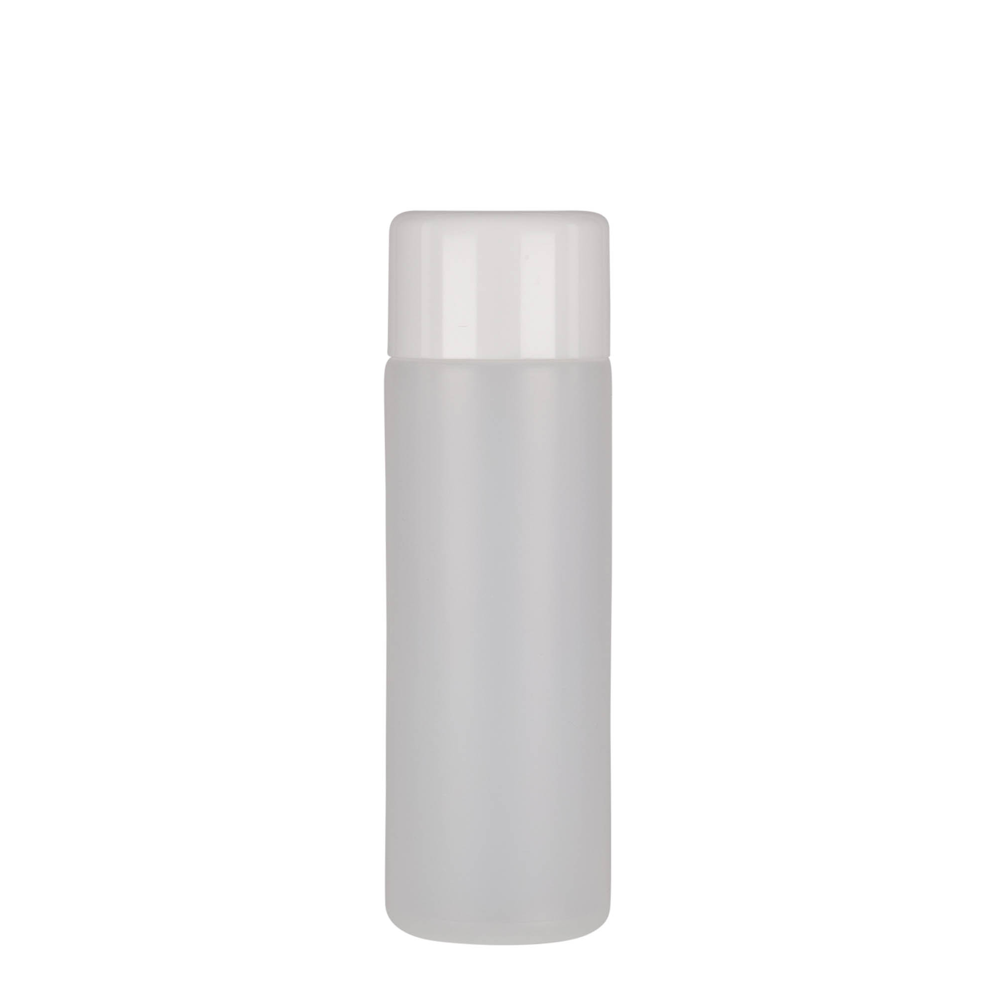 200 ml botella redonda, plástico PE, natural, boca: cierre de rosca