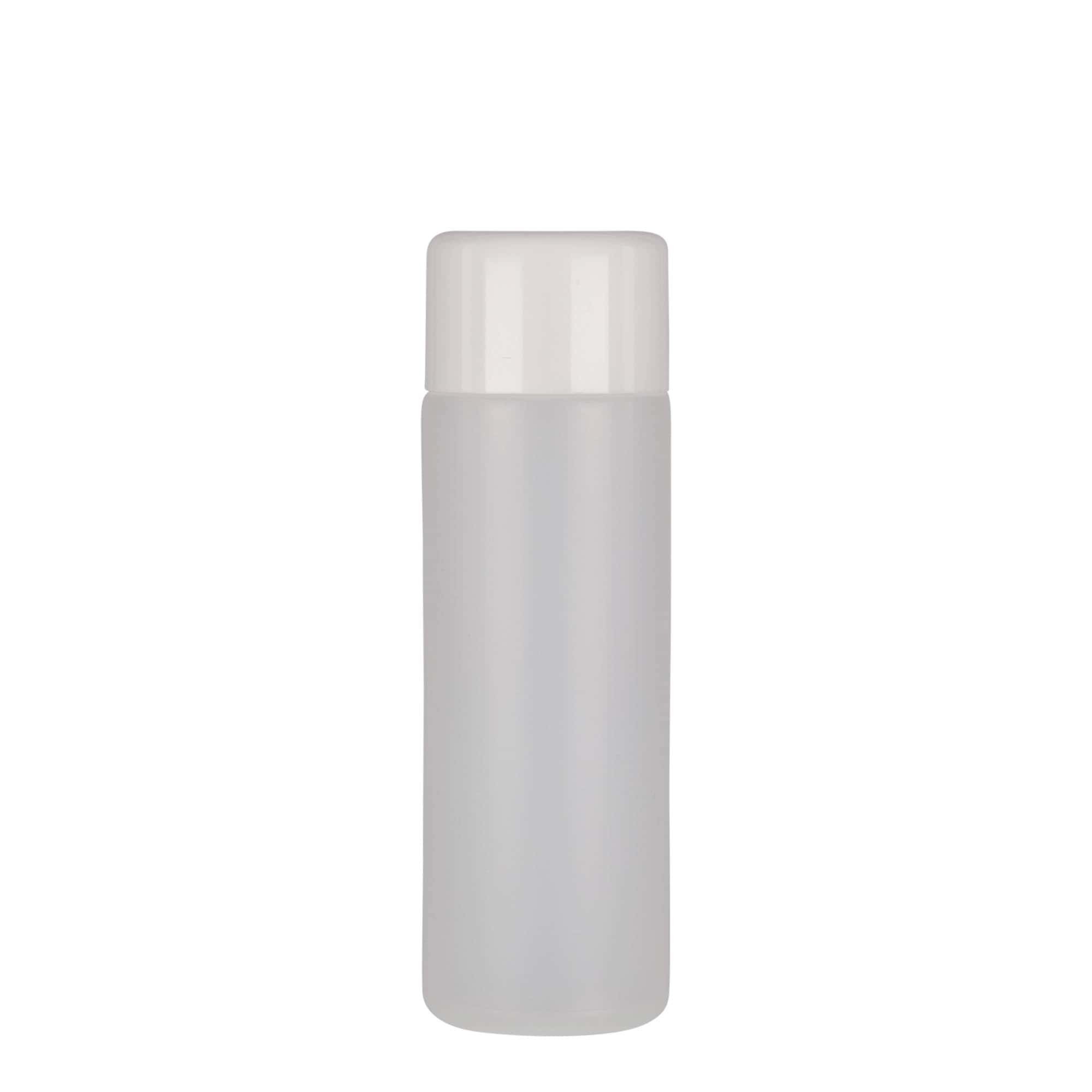 200 ml botella redonda, plástico PE, natural, boca: cierre de rosca