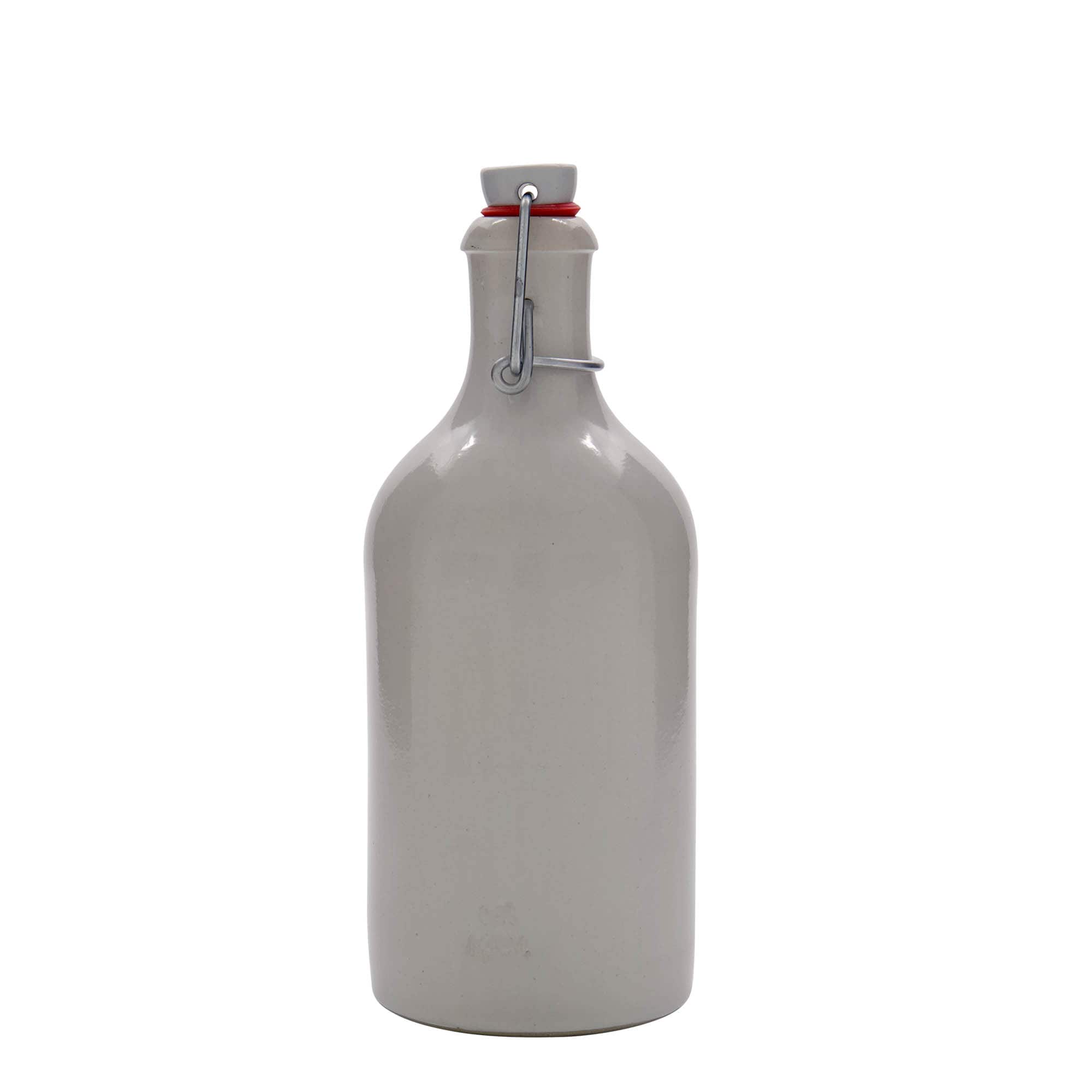 Jarra de barro de 500 ml, gres, blanca, boca: cierre de alambre