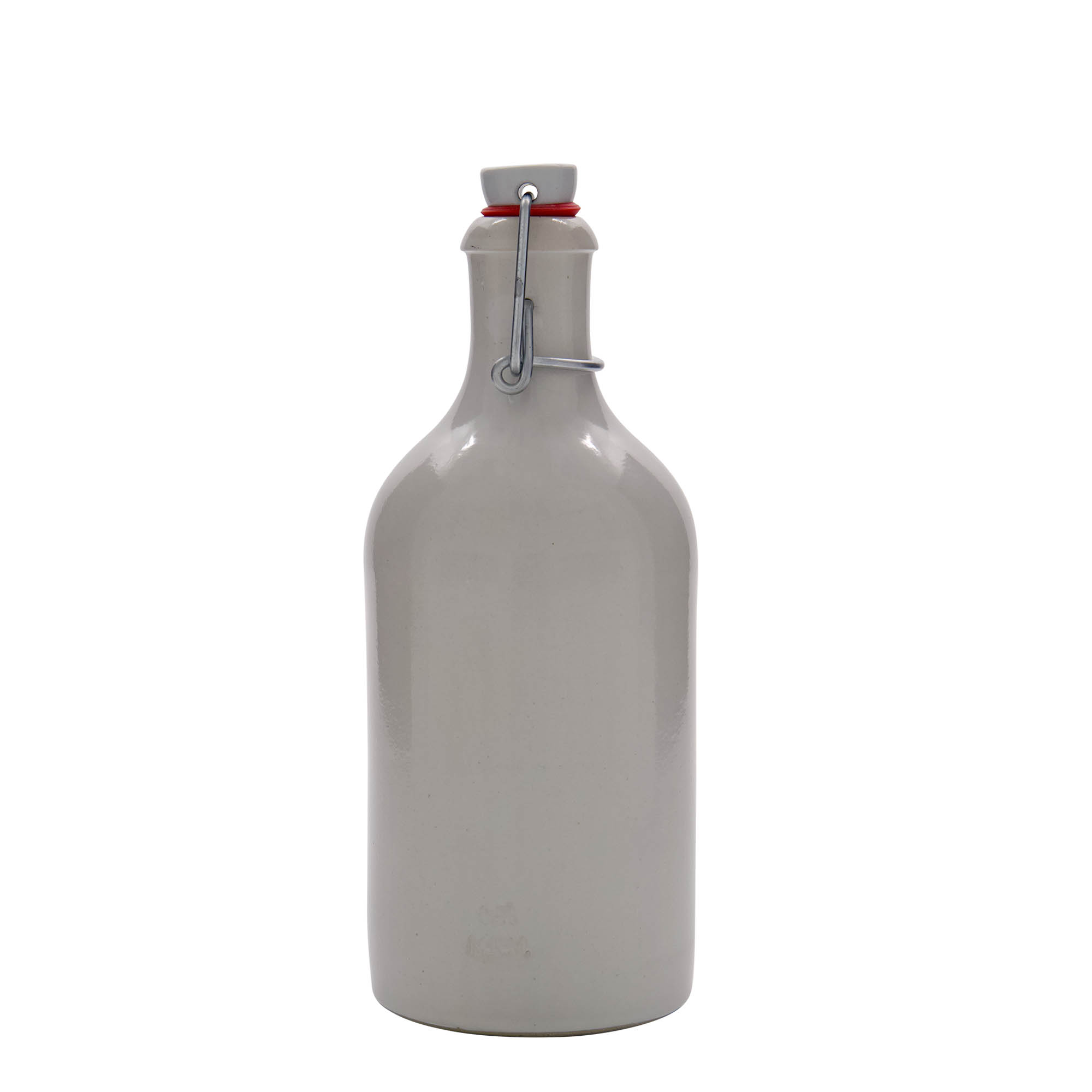 Jarra de barro de 500 ml, gres, blanca, boca: cierre de alambre