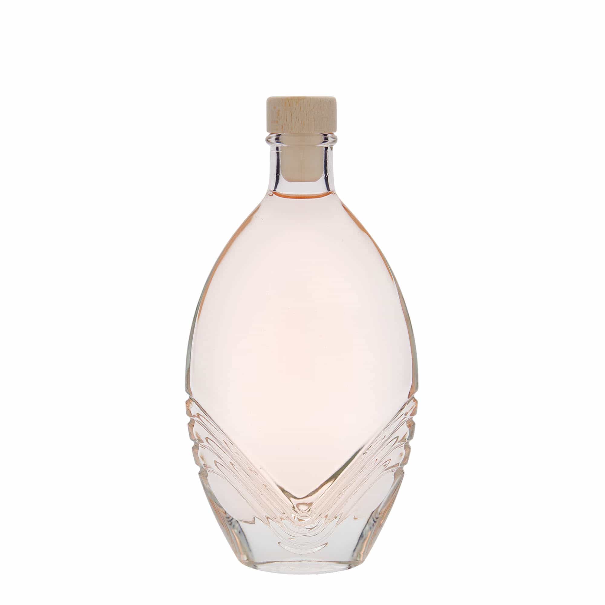 Botella de vidrio 'Florence' de 200 ml, ovalada, boca: corcho