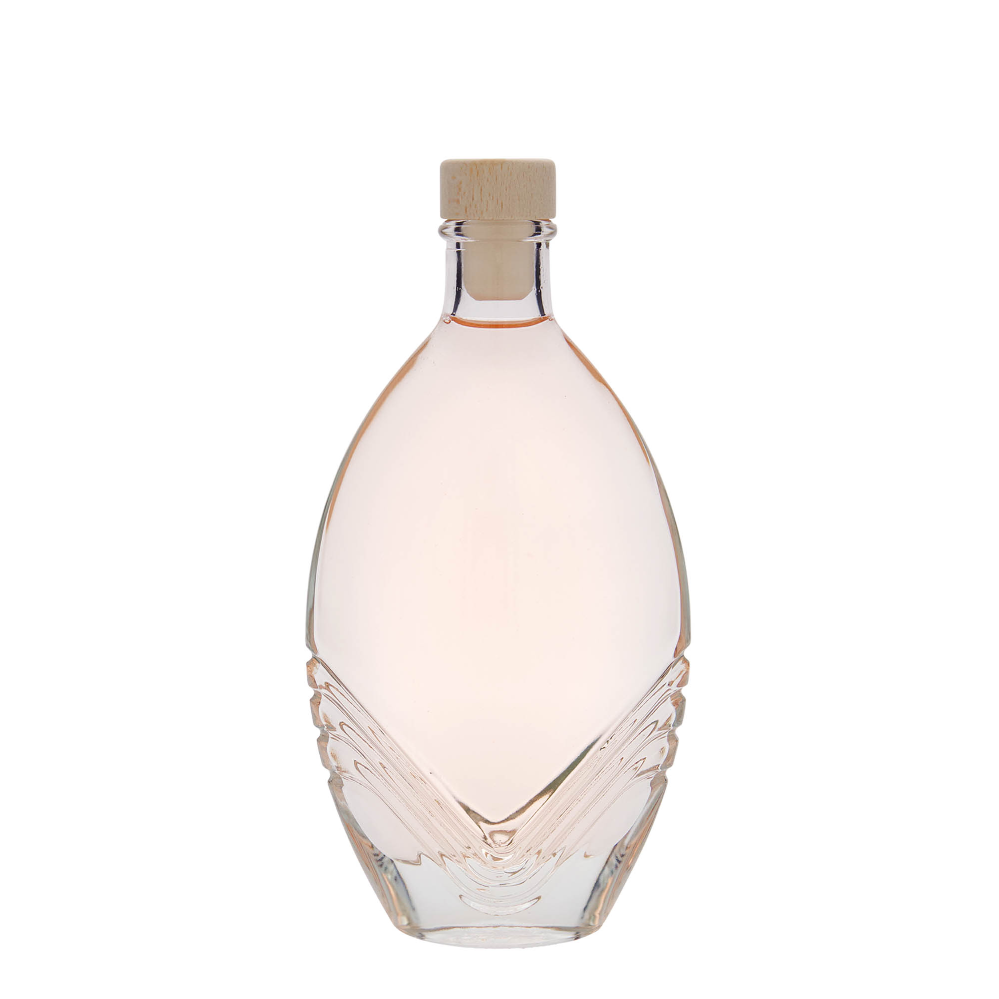Botella de vidrio de 200 ml 'Florence', ovalada, boca: corcho
