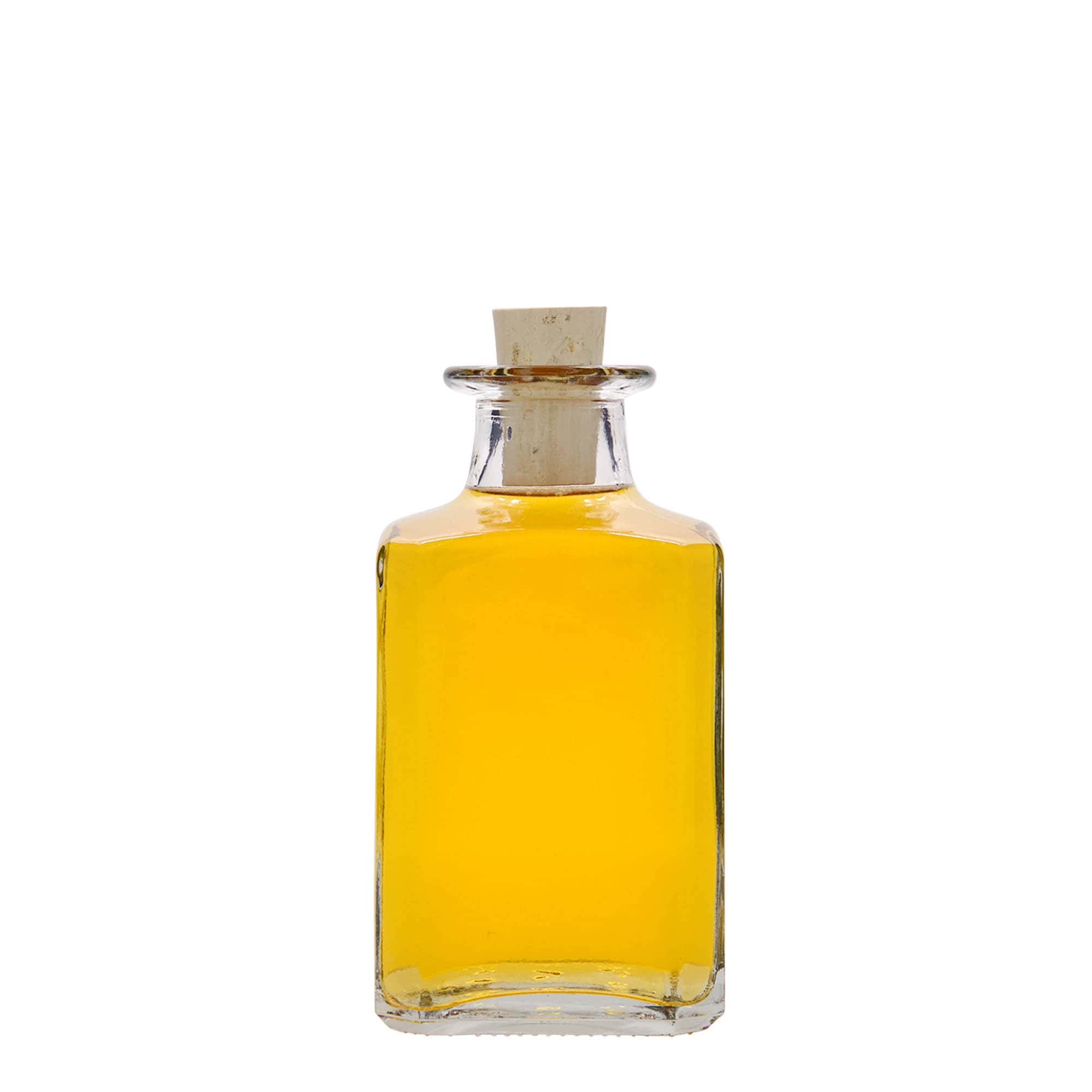 Botella de vidrio de 250 ml 'Torben', cuadrada, boca: corcho