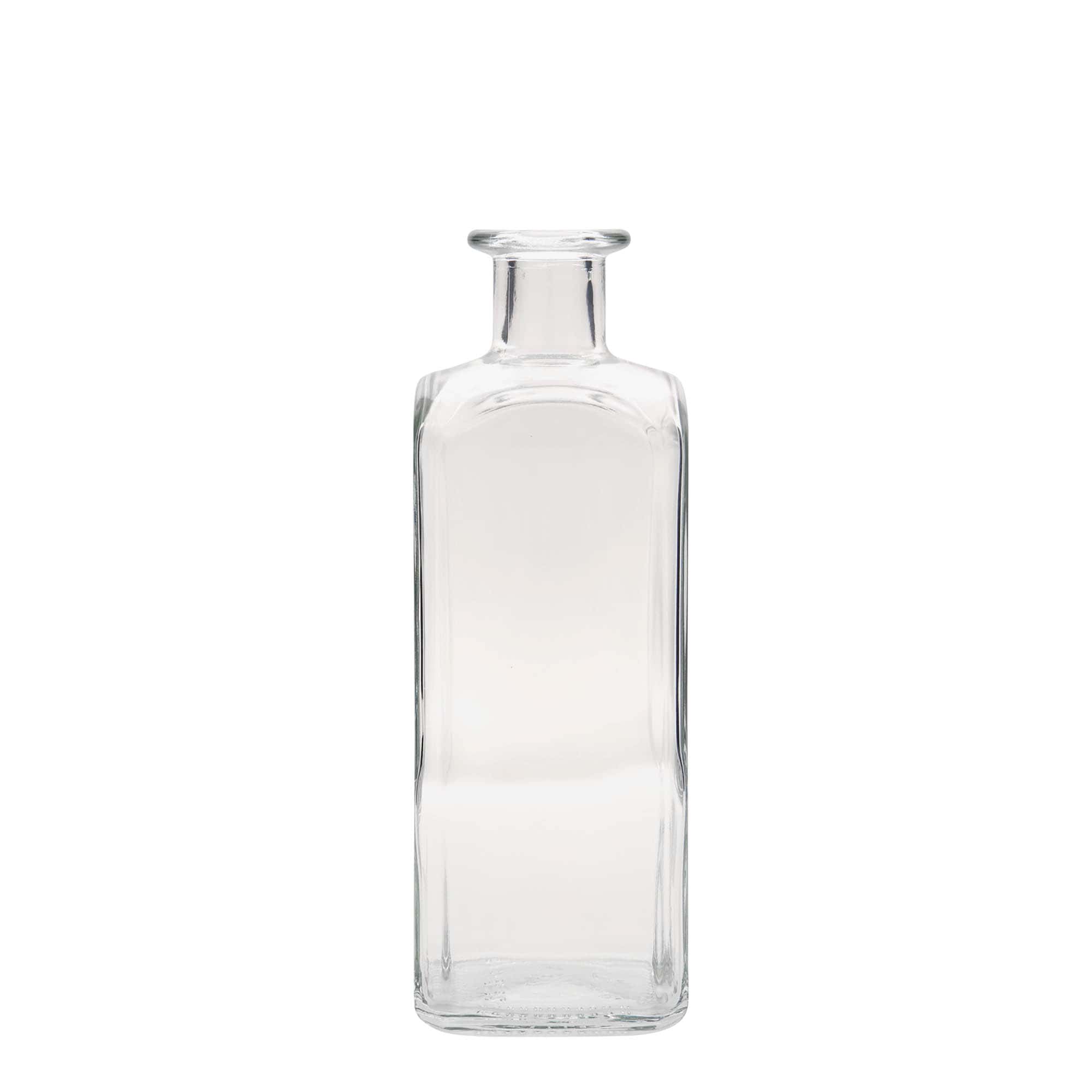 Botella de vidrio de 500 ml Apotheker Carré, cuadrada, boca: corcho