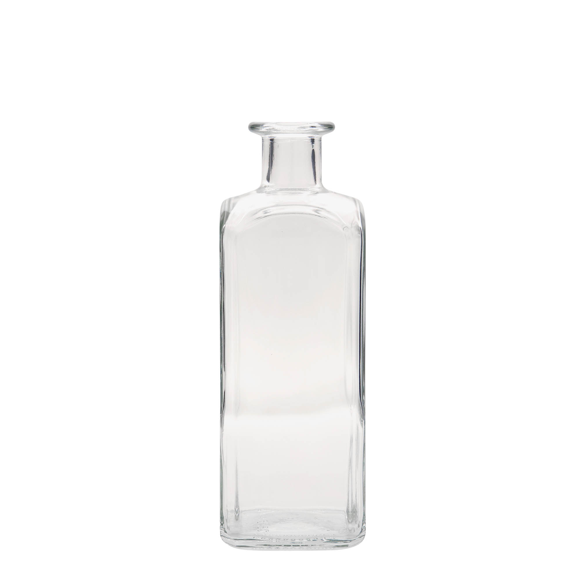 Botella de vidrio de 500 ml Apotheker Carré, cuadrada, boca: corcho