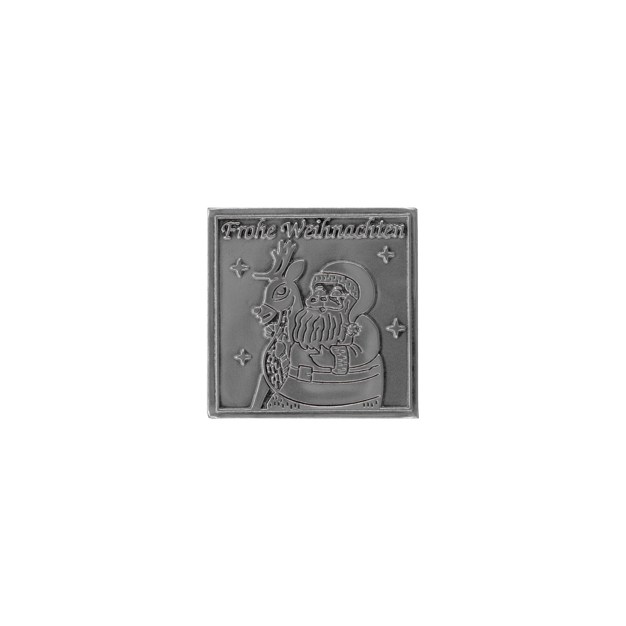 Etiqueta de estaño 'Feliz Navidad', cuadrada, metal, plateado Etiqueta de estaño 'Feliz Navidad', cuadrada, metal, plateado