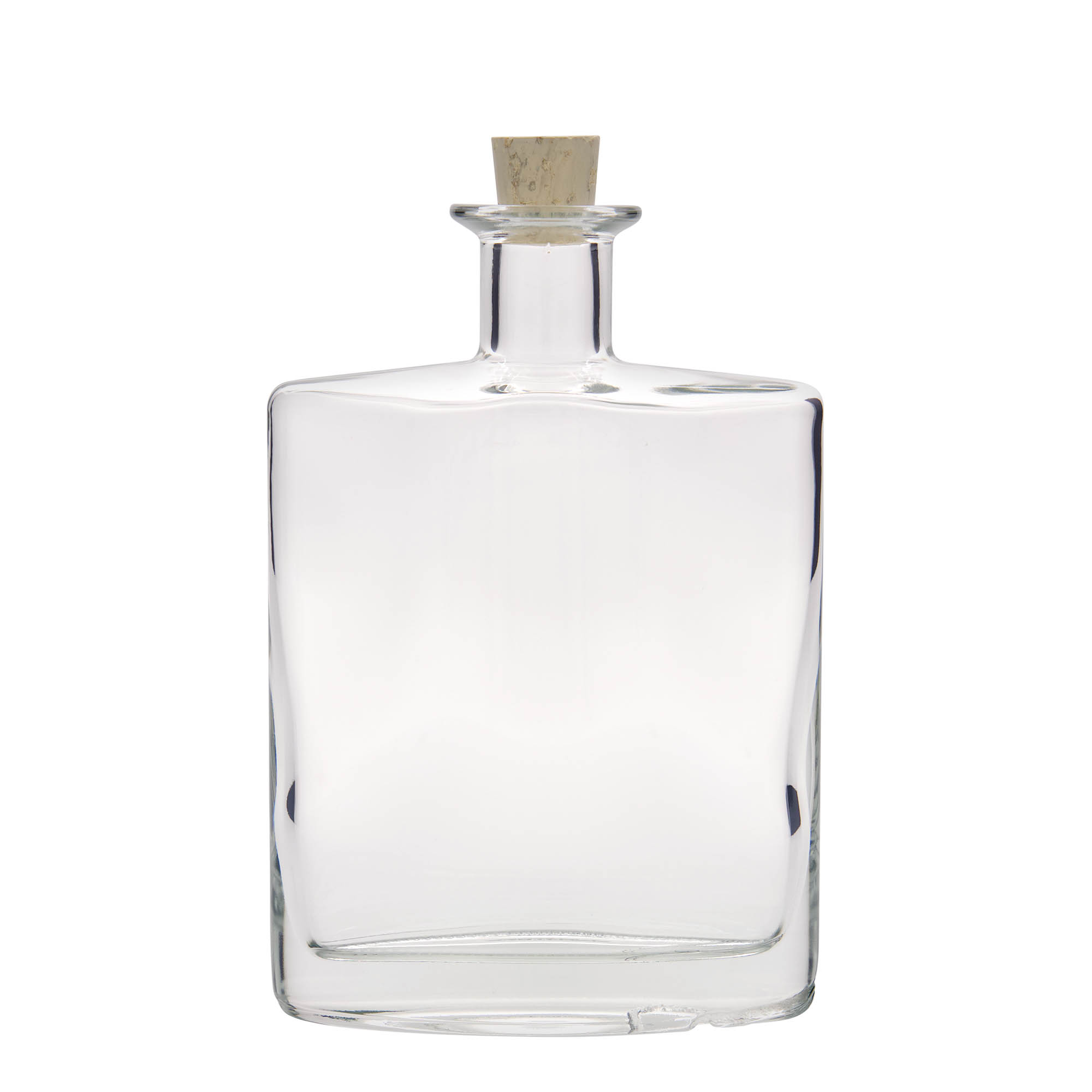 Botella de vidrio 'Zorbas' de 700 ml, ovalada, boca: corcho