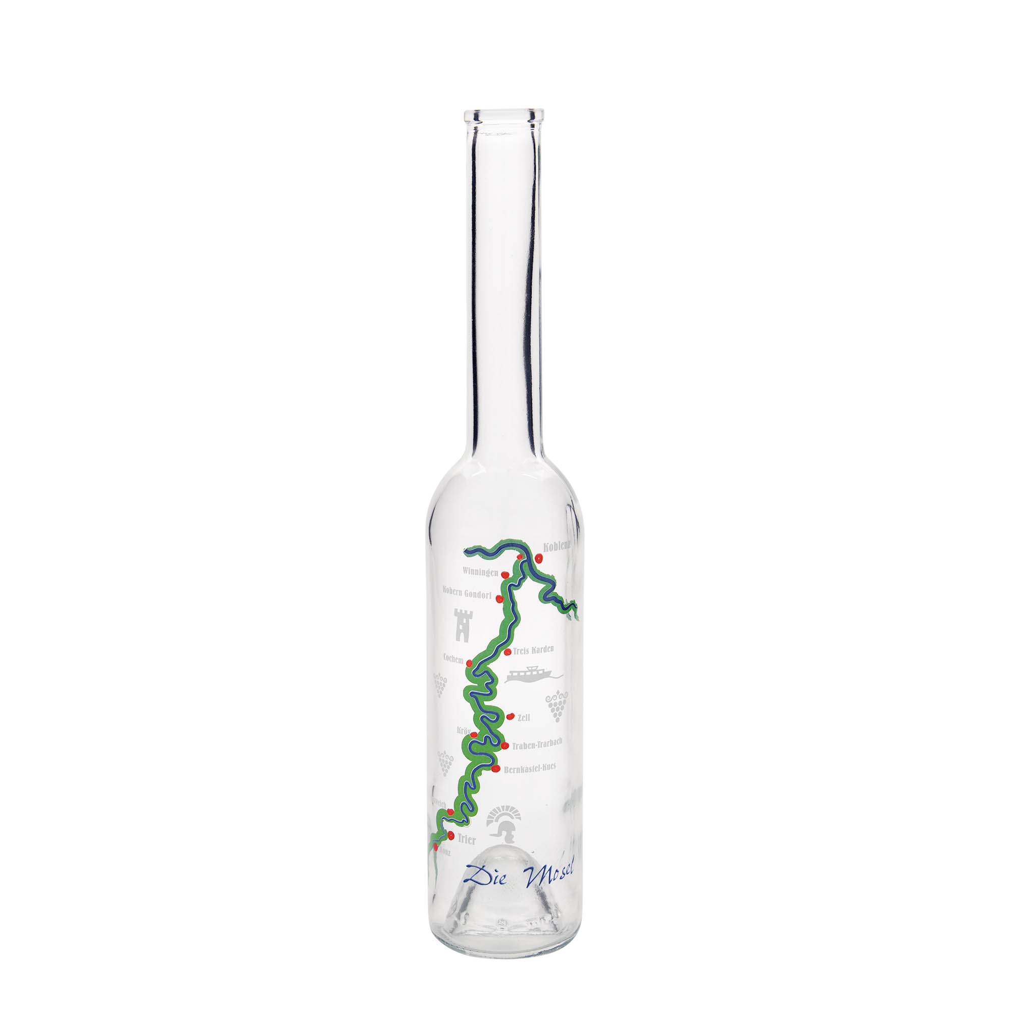 Botella de vidrio de 350 ml 'Opera', motivo: Mosela, boca: corcho