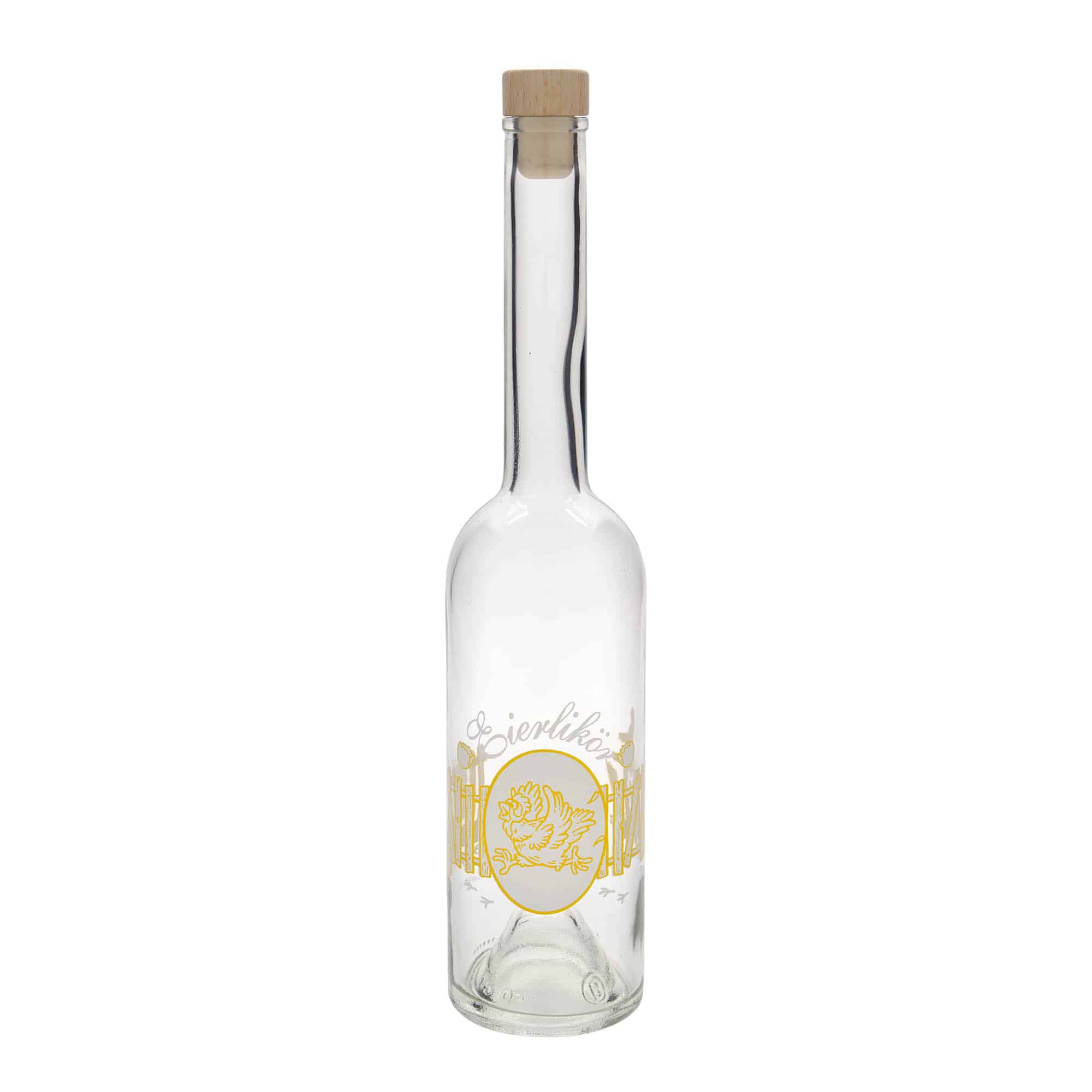 Botella de vidrio 'Opera' de 500 ml, motivo: licor de huevo, boca: corcho