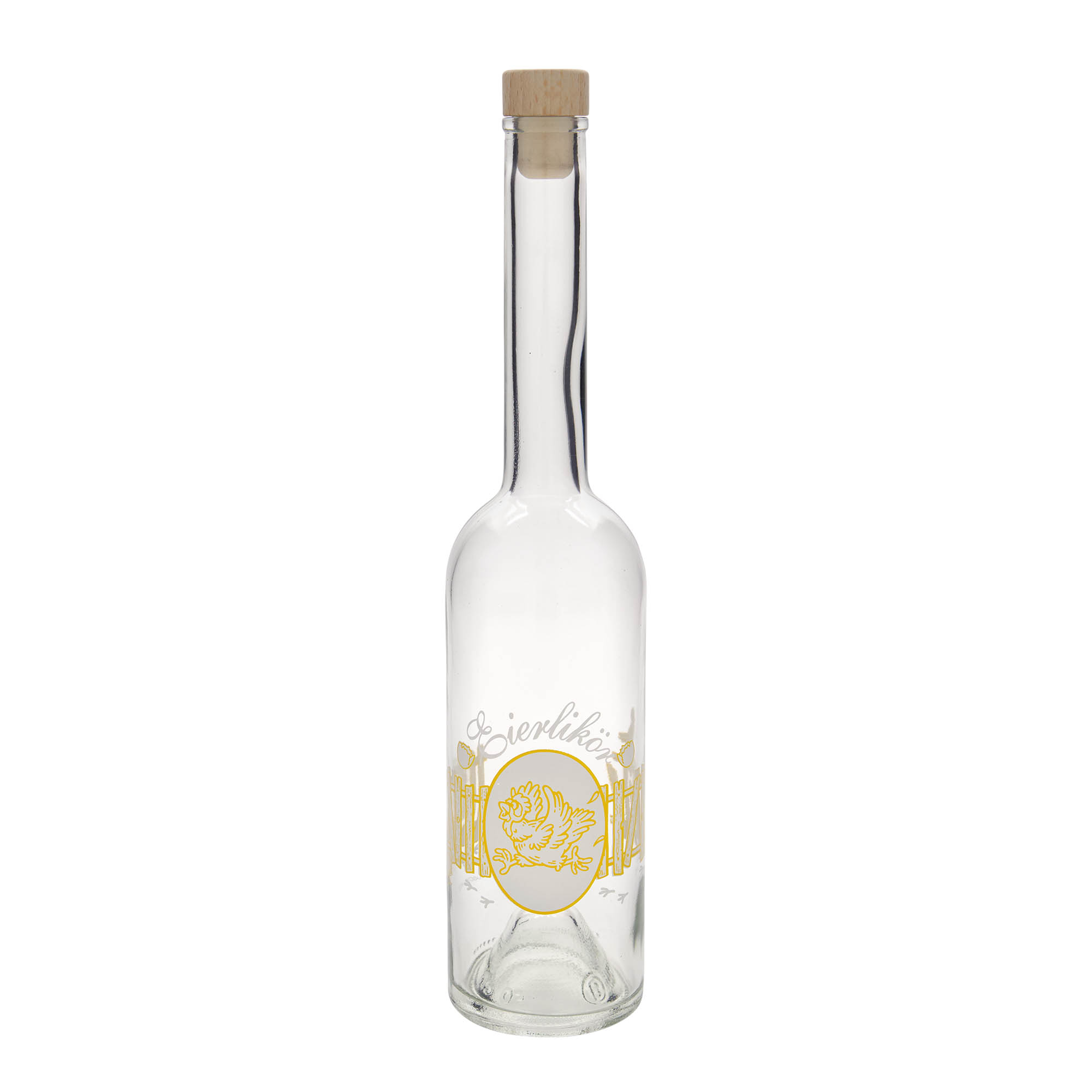 Botella de vidrio de 500 ml 'Opera', motivo: licor de huevo, boca: corcho