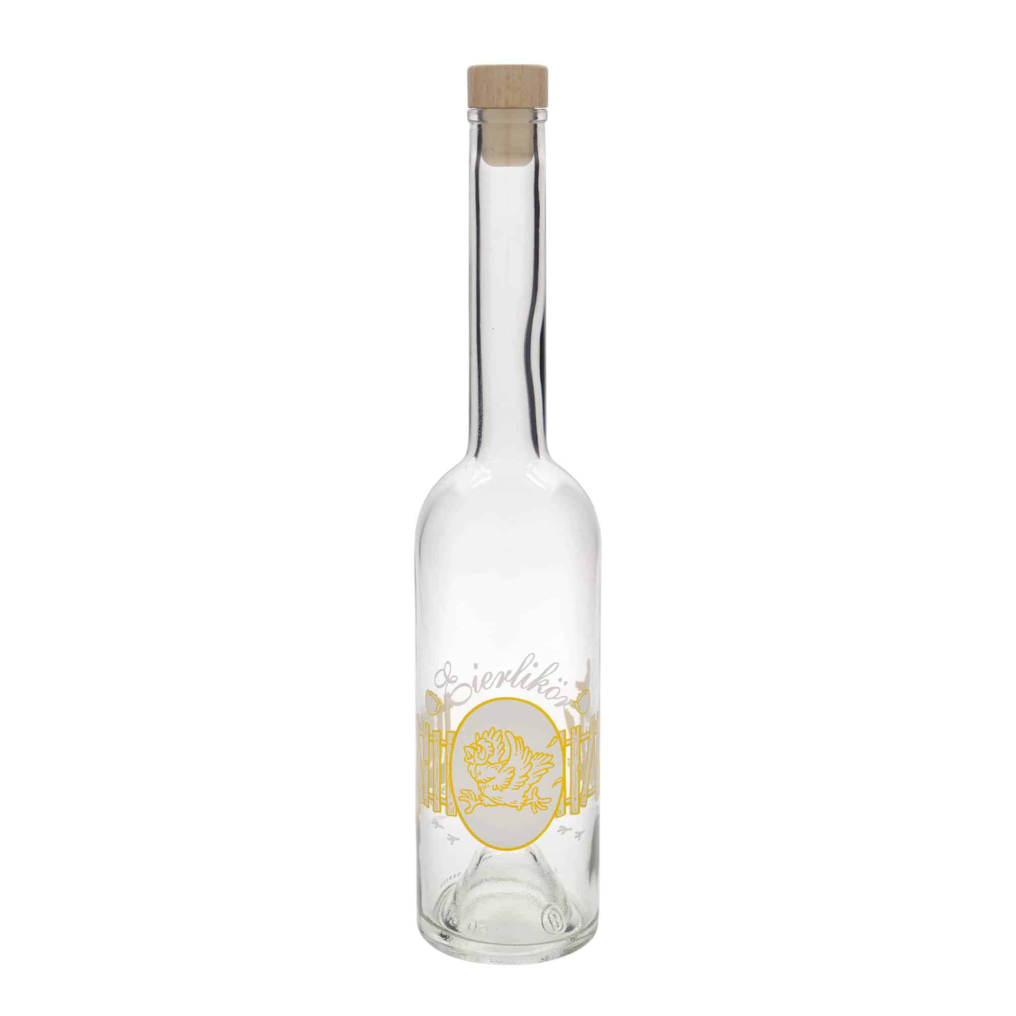 Botella de vidrio de 500 ml «Opera», motivo: licor de huevo, boca: corcho