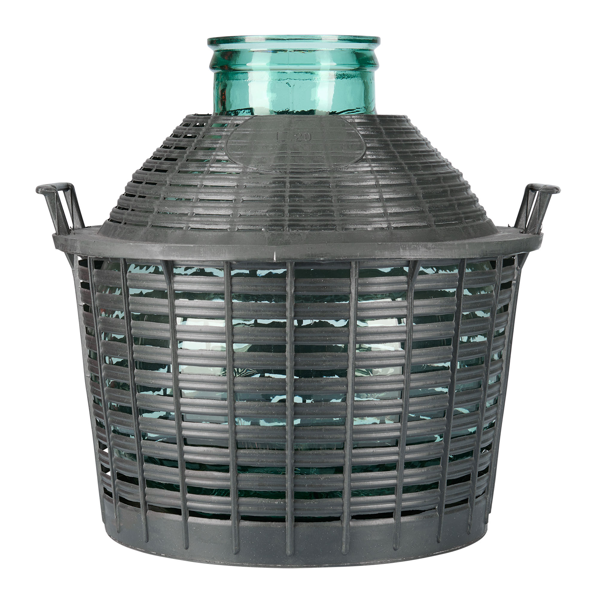 Botella de balón de 20 l, boca ancha, vidrio, boca: tapa de solapa