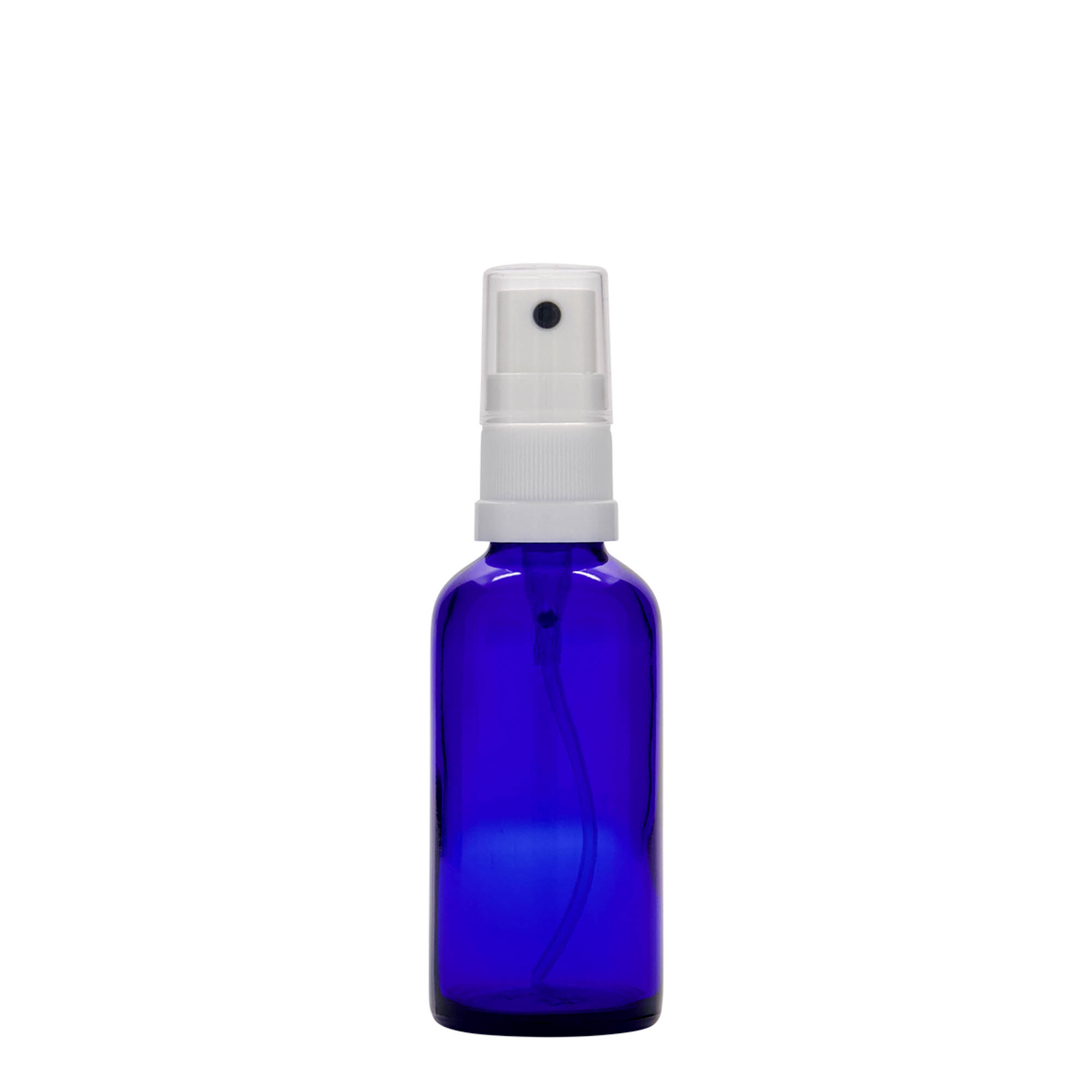 50 ml frasco pulverizador medicamento, vidrio, azul real, boca: DIN 18
