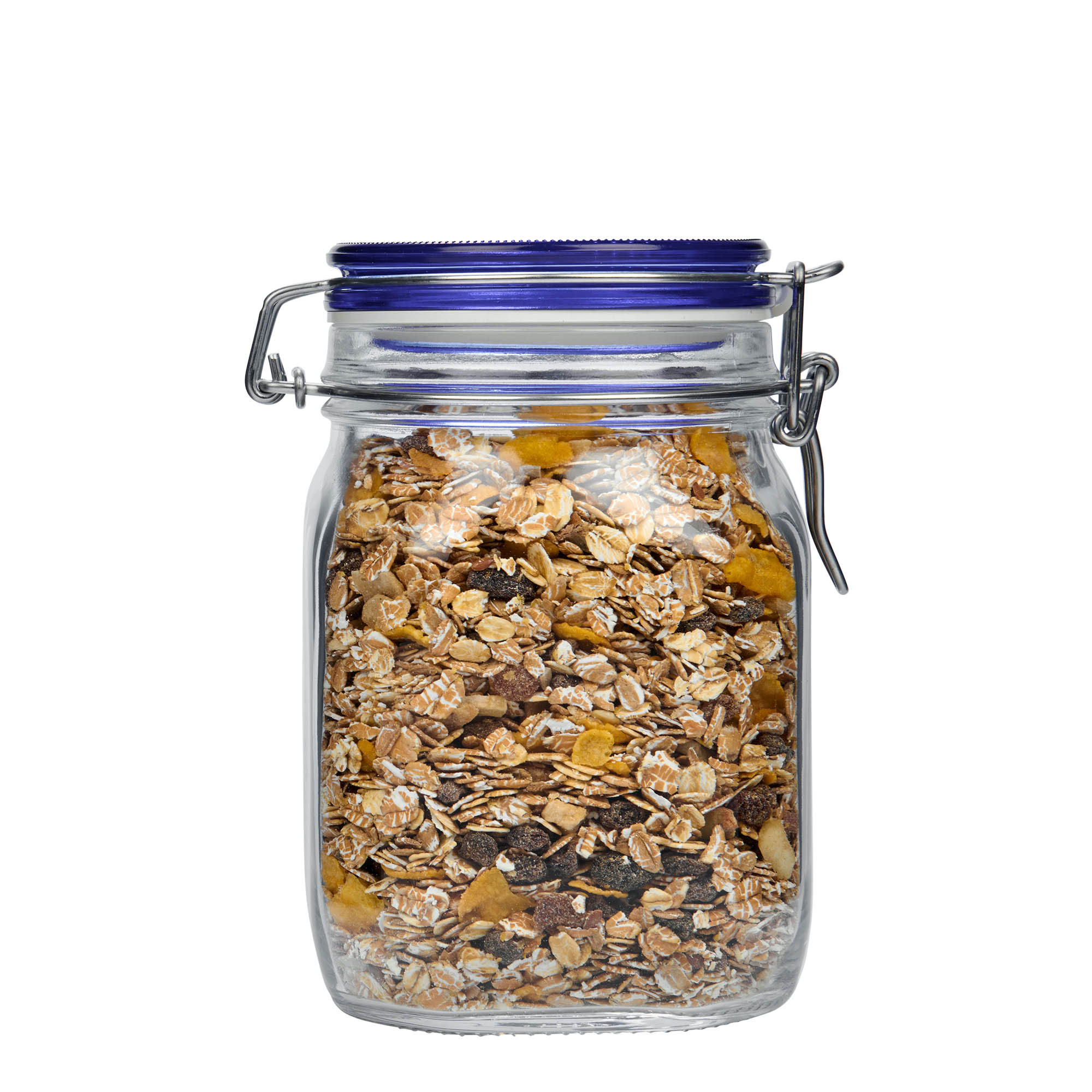 1.000 ml tarro de vidrio con cierre de alambre 'Fido' tapa azul, cuadrado, boca: cierre con alambre 1.000 ml tarro de vidrio con cierre de alambre 'Fido' tapa azul, cuadrado, boca: cierre con alambre