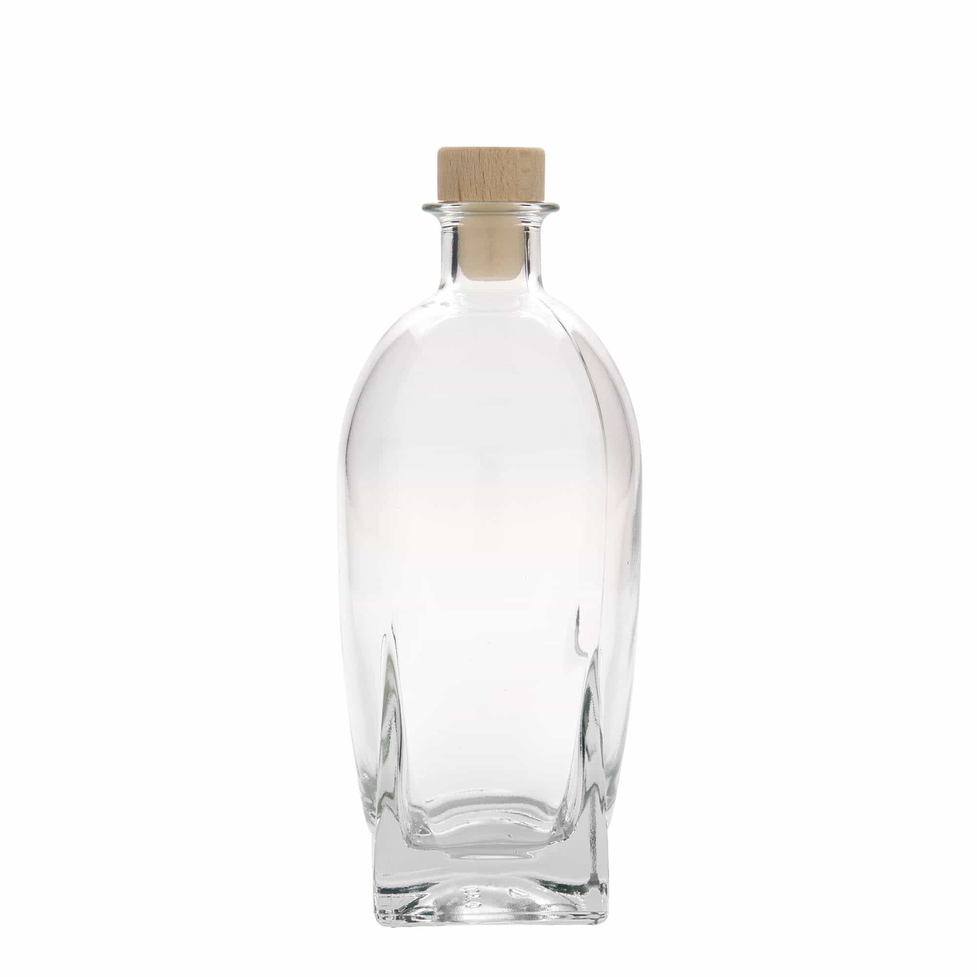 Botella de vidrio 'Zino' de 500 ml, cuadrada, boca: corcho
