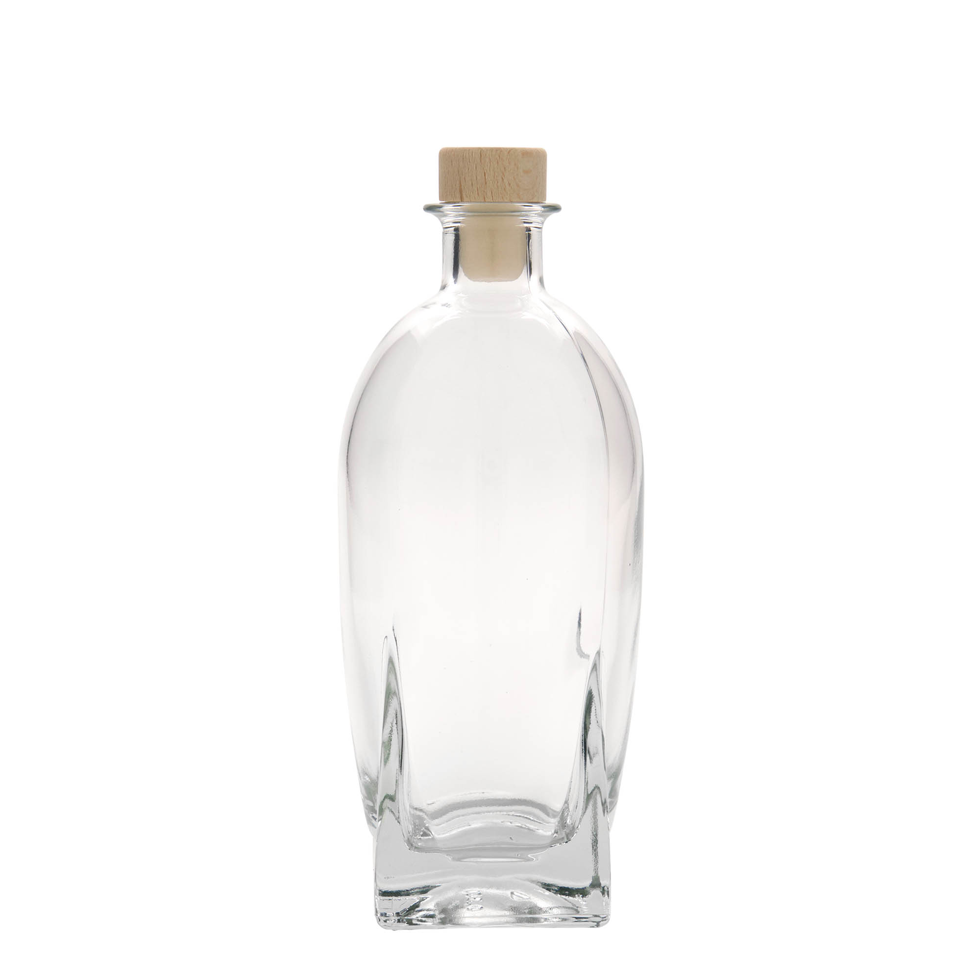 Botella de vidrio de 500 ml 'Zino', cuadrada, boca: corcho