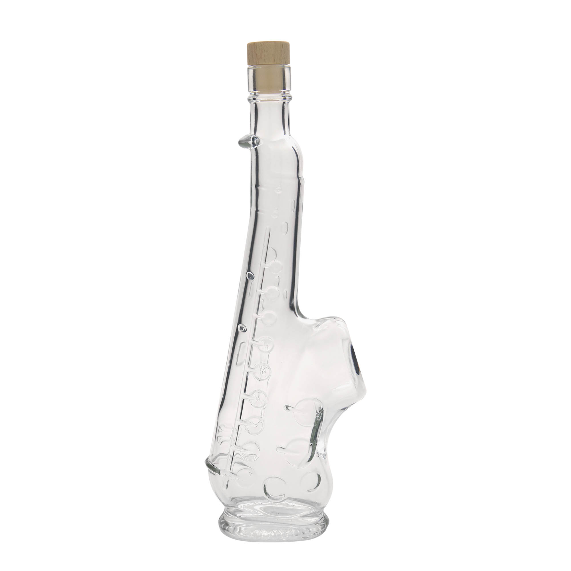 Botella de vidrio de 500 ml 'Saxofón', boca: corcho