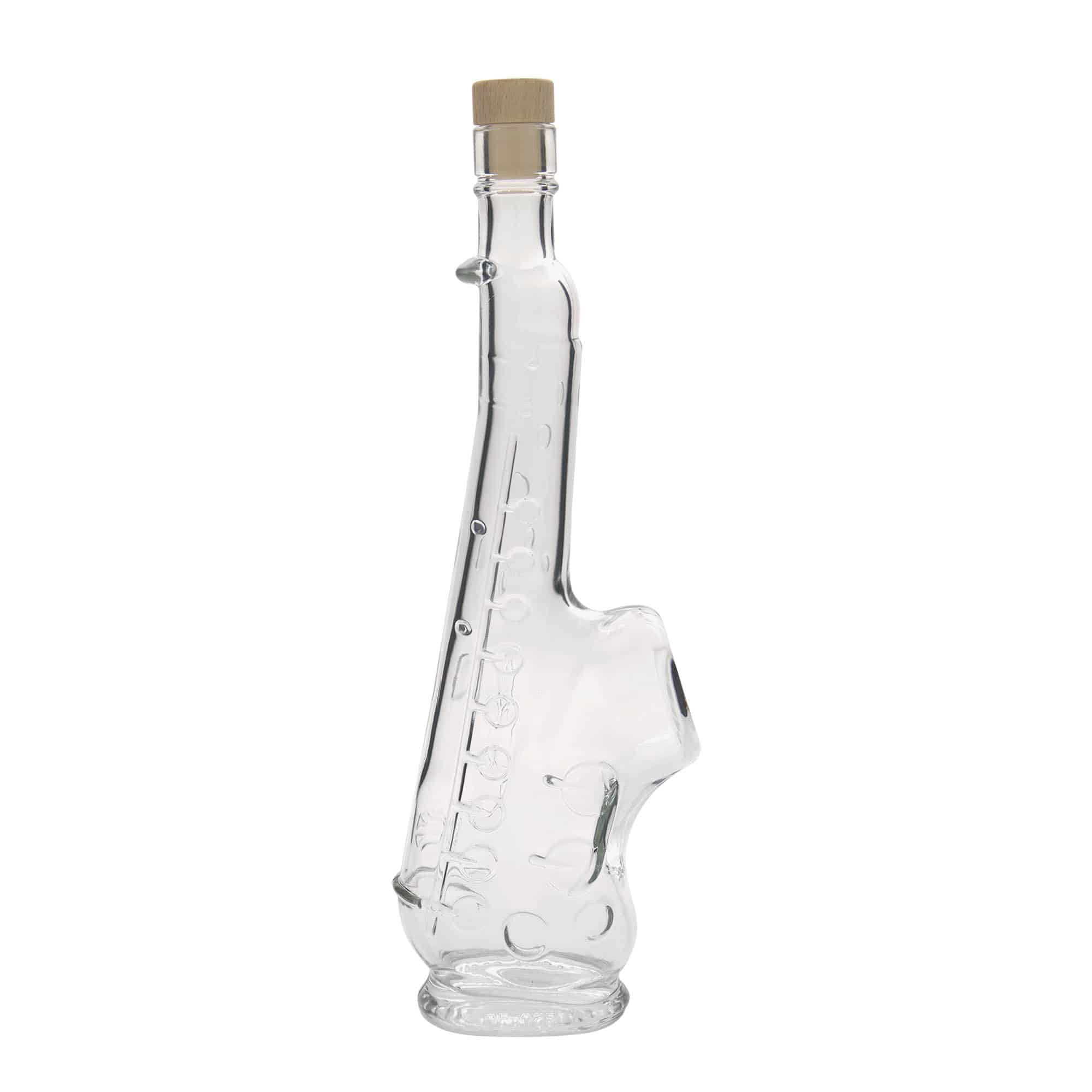 Botella de vidrio de 500 ml 'Saxofón', boca: corcho