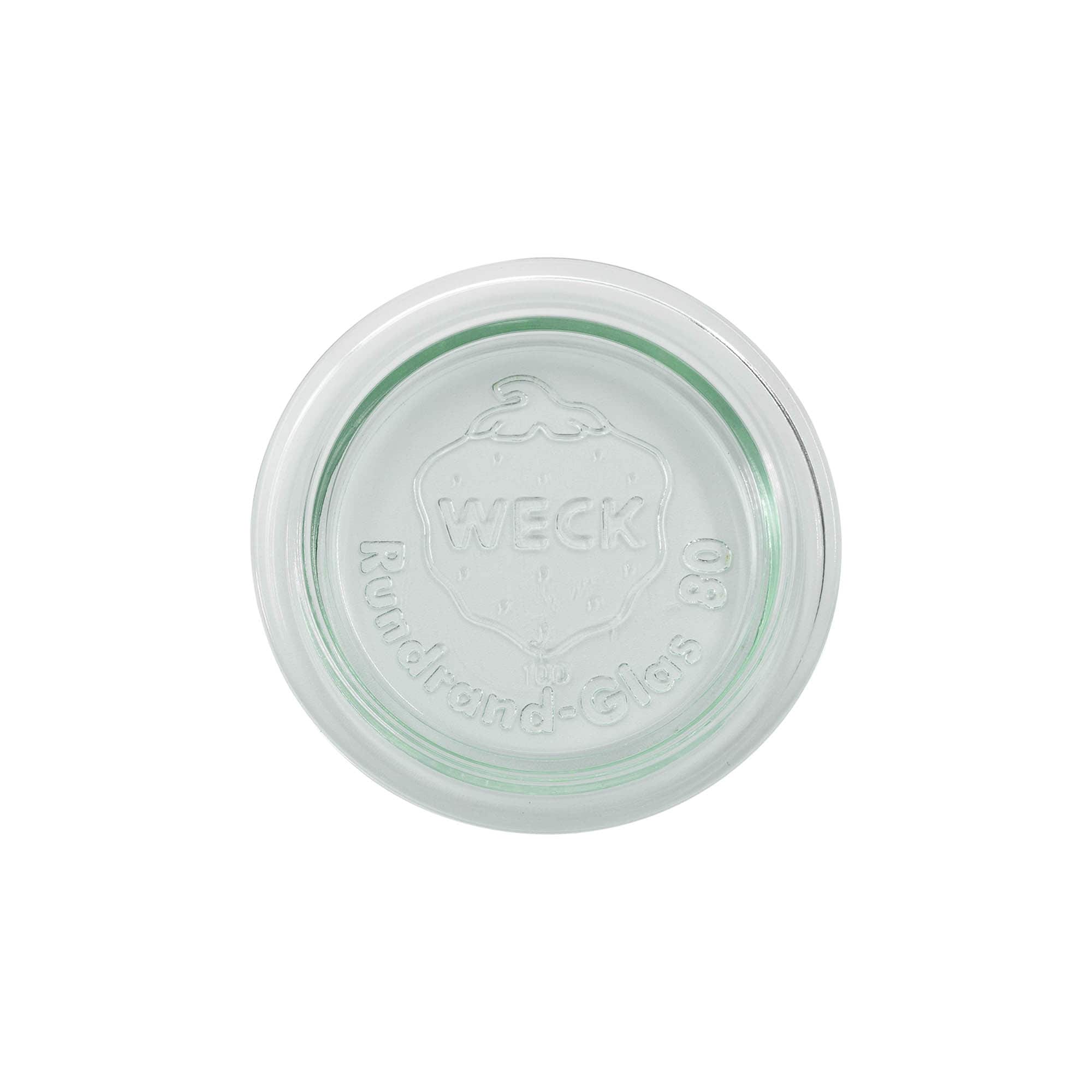 Tapa de vidrio WECK con borde redondo, para boca: RR80 Tapa de vidrio WECK con borde redondo, para boca: RR80