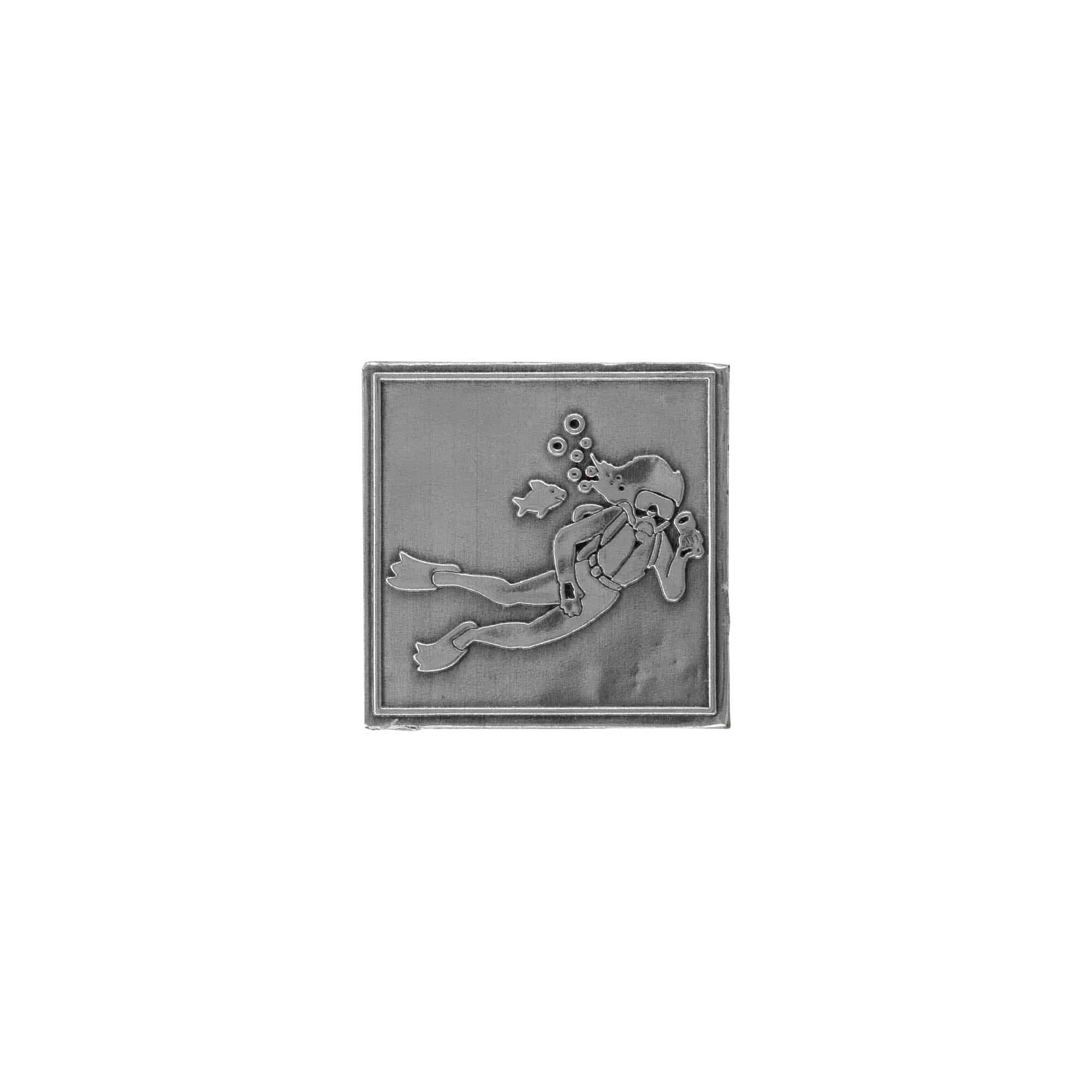 Etiqueta de estaño 'Racimo de uvas', cuadrada, metal, plateado Etiqueta de estaño 'Racimo de uvas', cuadrada, metal, plateado