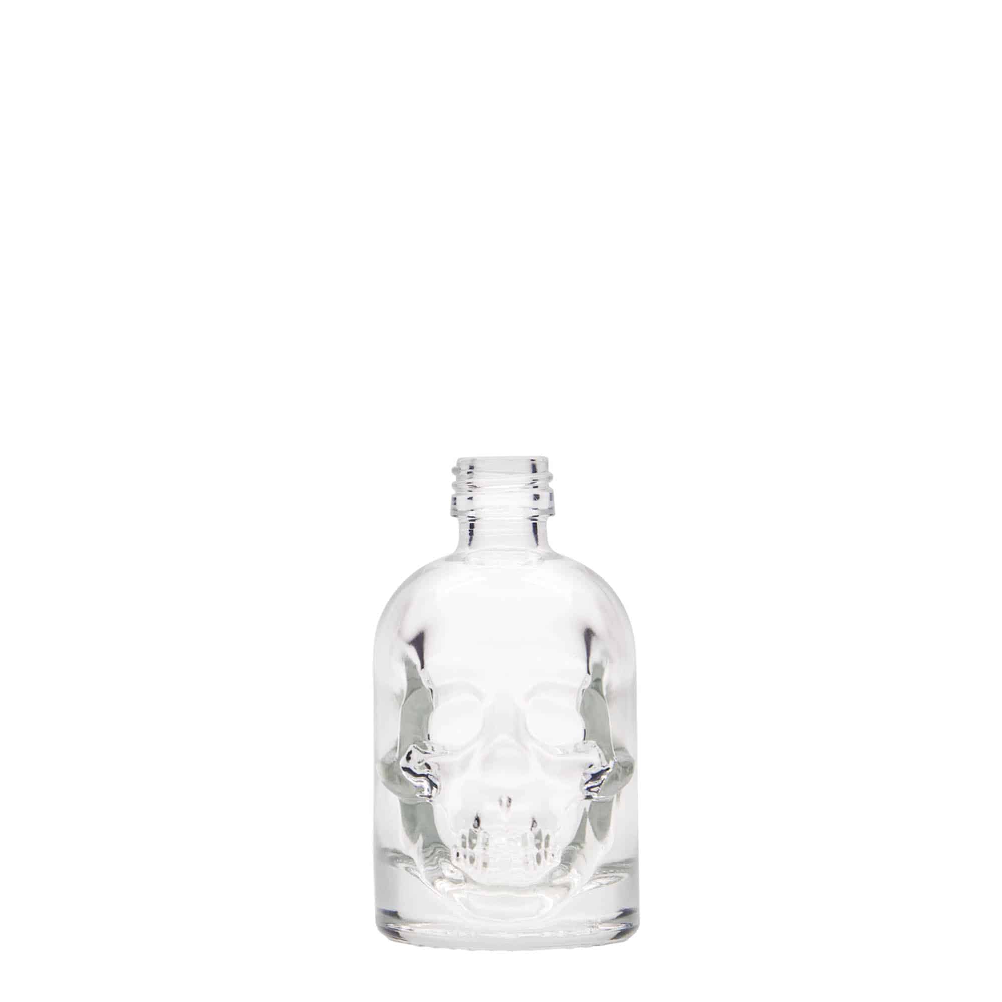 Botella de vidrio 'Calavera' de 50 ml, boca: PP 18