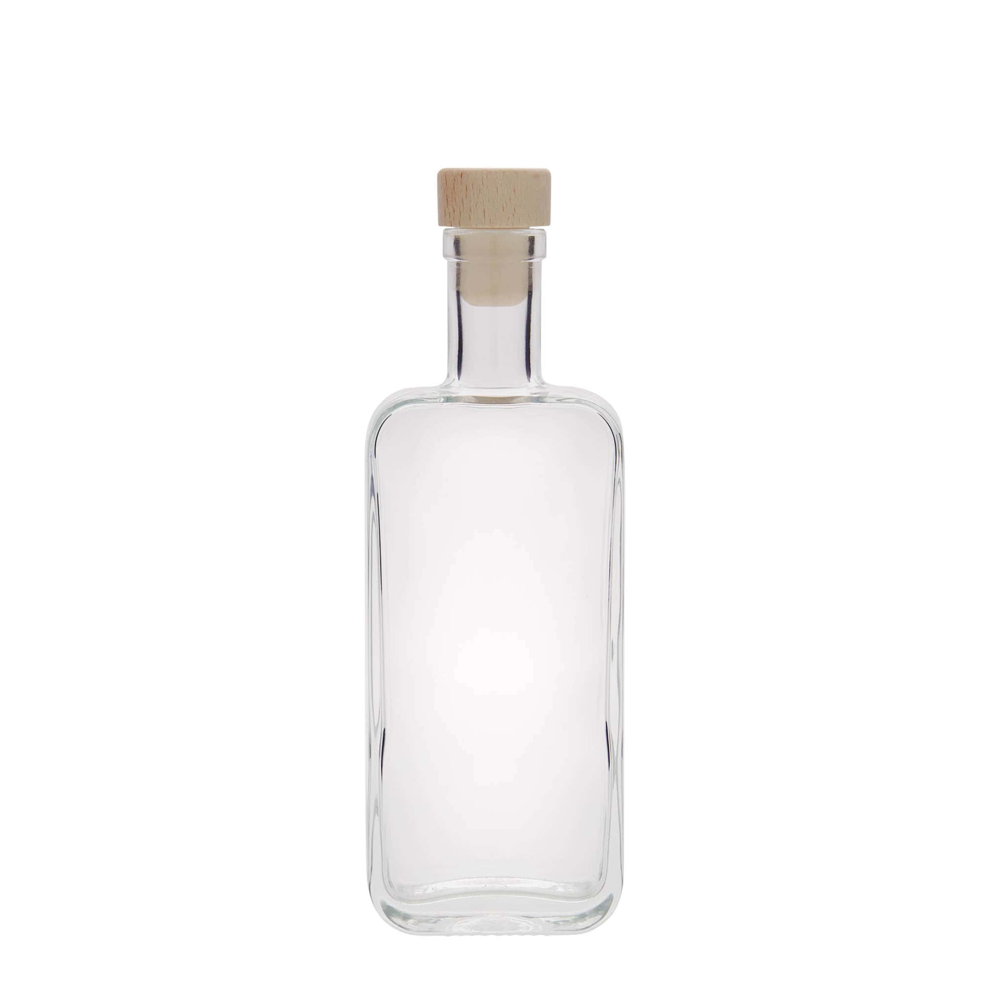 Botella de vidrio 'Nice' de 200 ml, rectangular, boca: corcho