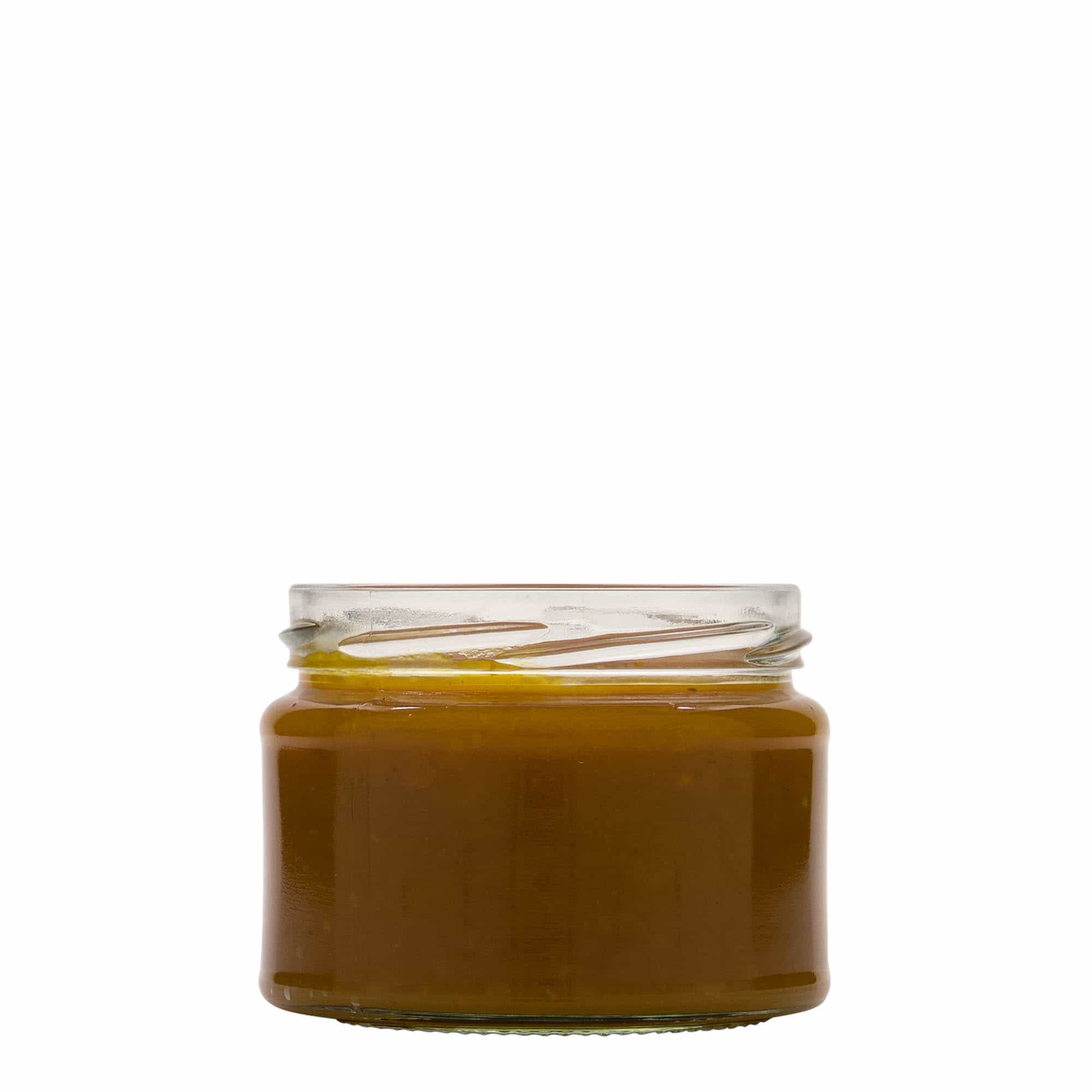 Tarro redondo plano de 280 ml, boca: Twist-Off (TO 82)