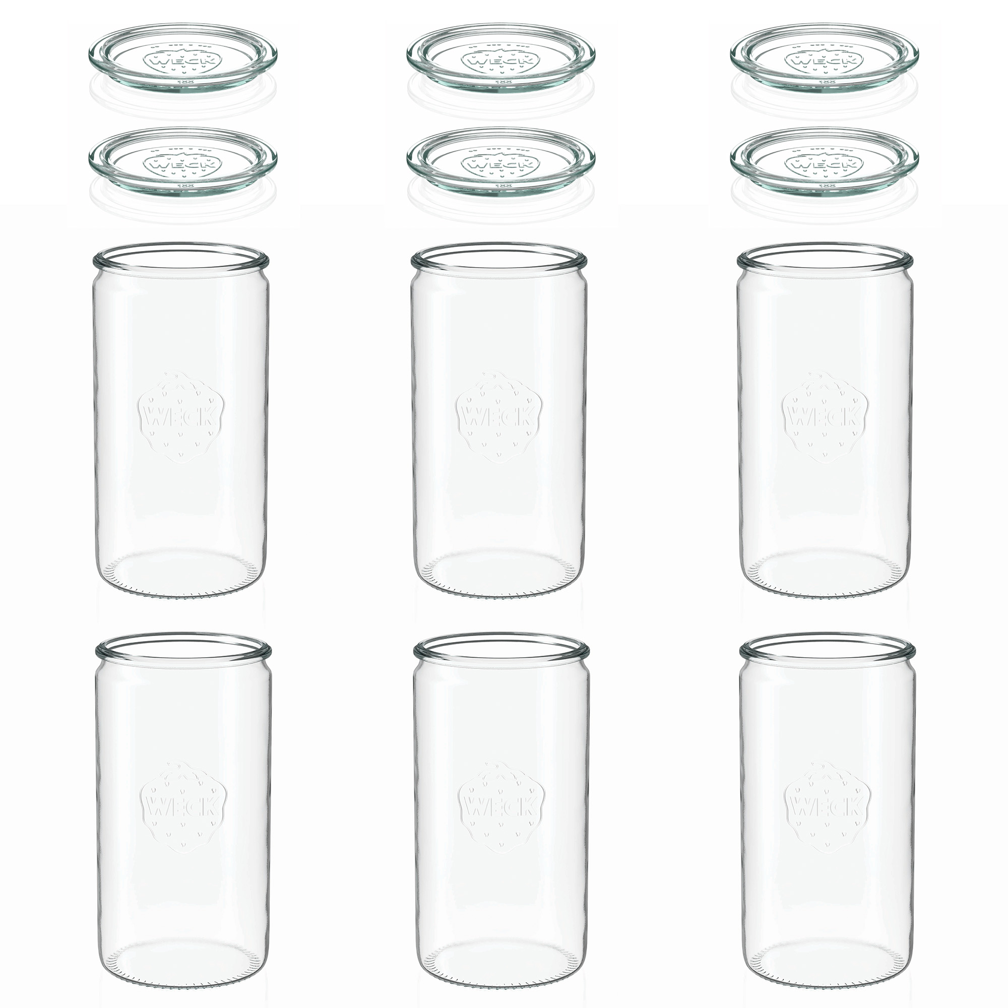 6x 1575 ml vaso cilíndrico WECK con tapa de vidrio RR 100