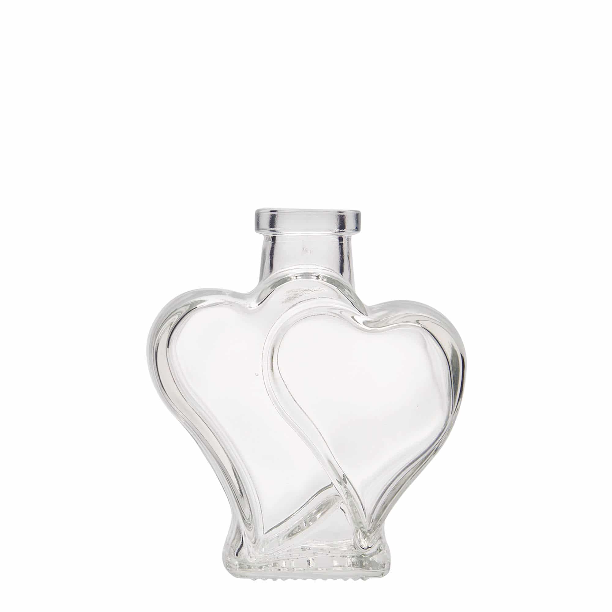 Botella de vidrio 'Dos corazones' de 200 ml, boca: corcho Botella de vidrio 'Dos corazones' de 200 ml, boca: corcho