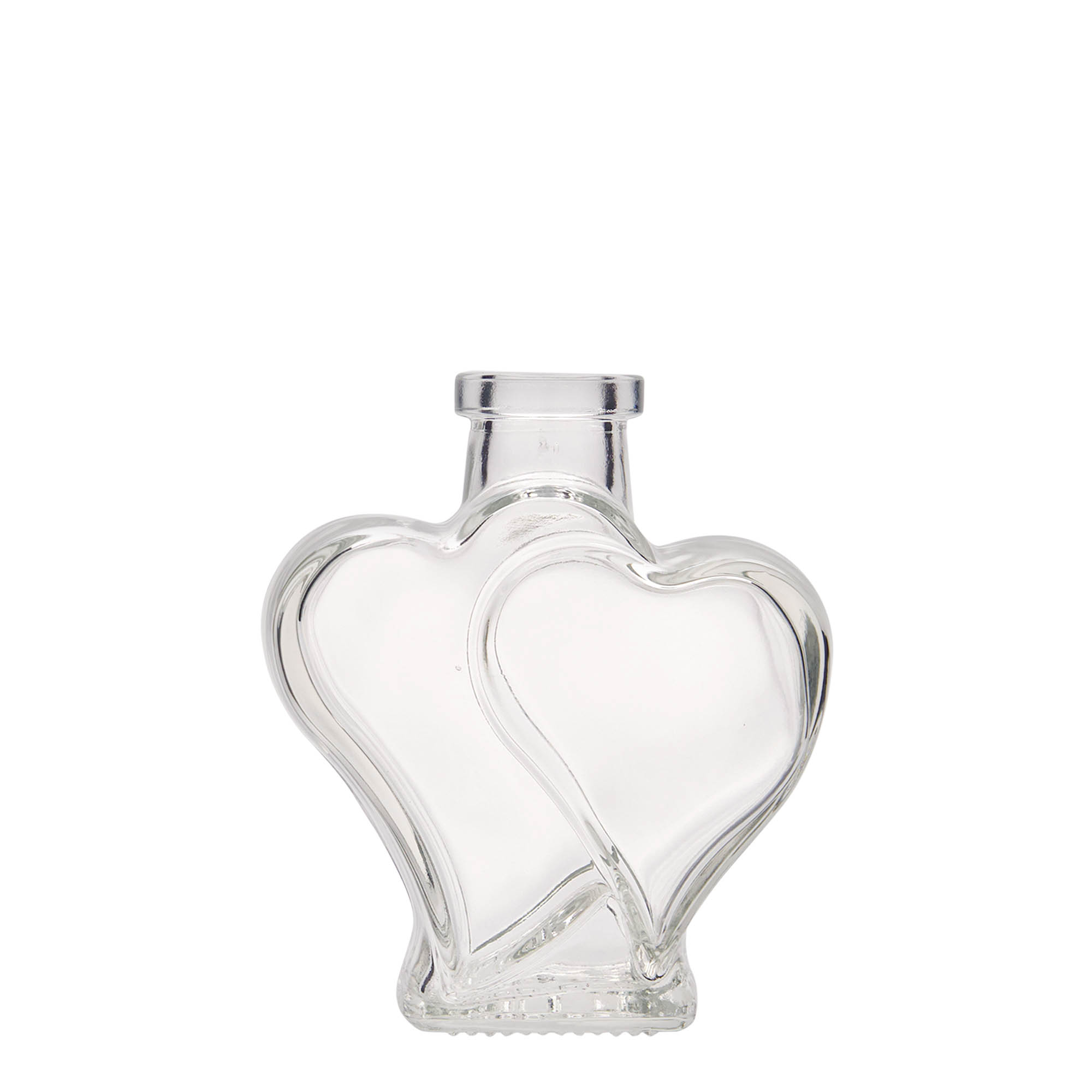 Botella de vidrio 'Dos corazones' de 200 ml, boca: corcho Botella de vidrio 'Dos corazones' de 200 ml, boca: corcho