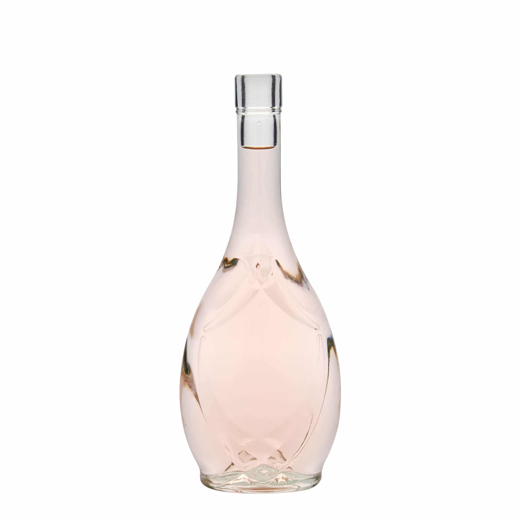 Botella de vidrio de 500 ml 'Saragossa', ovalada, boca: corcho