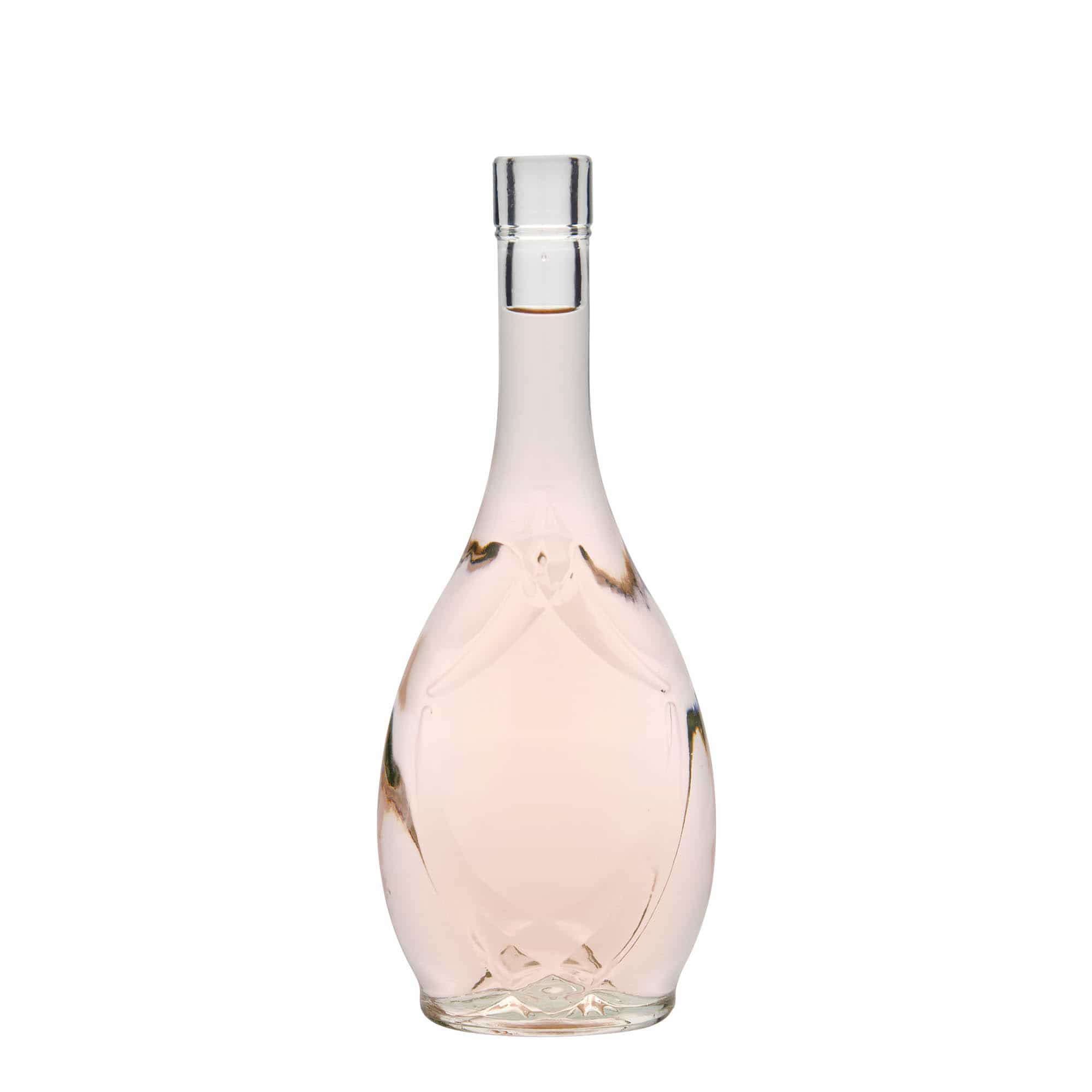 Botella de vidrio de 500 ml 'Saragossa', ovalada, boca: corcho