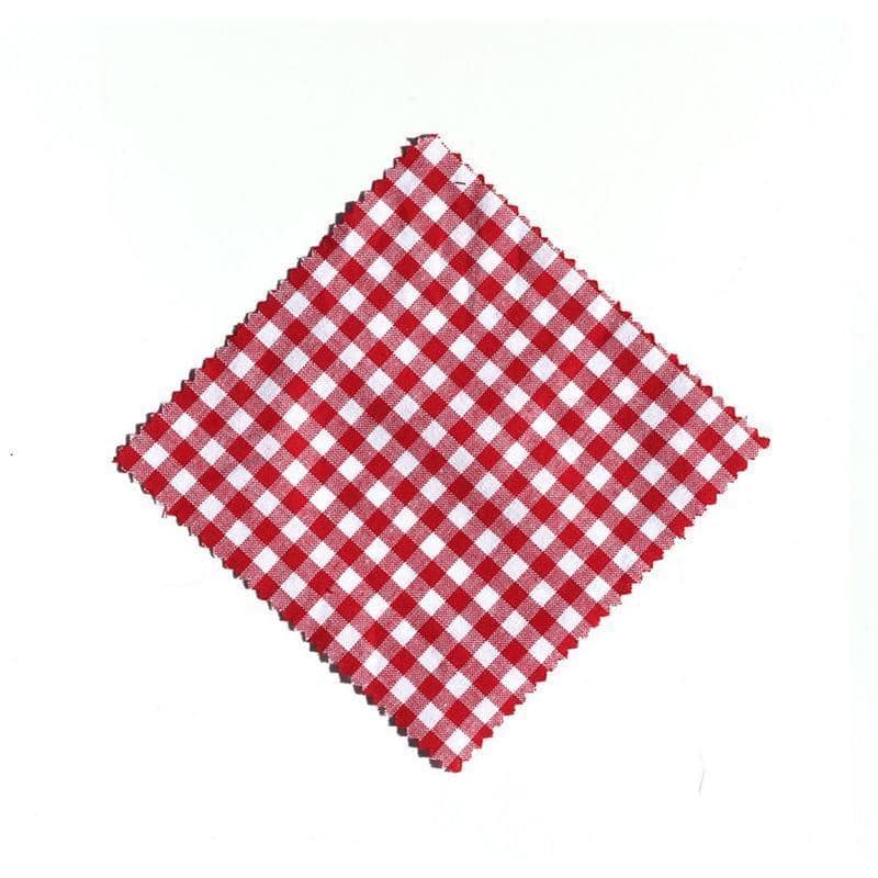 Cubretapas de tela a cuadros 12x12, cuadrado, textil, rojo, boca: TO38-TO53