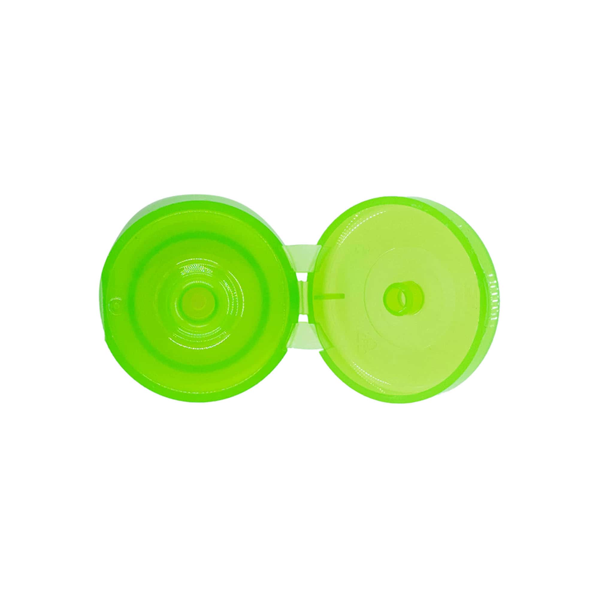 Tapa de rosca con bisagra abatible, plástico PP, verde, para boca: 24/410