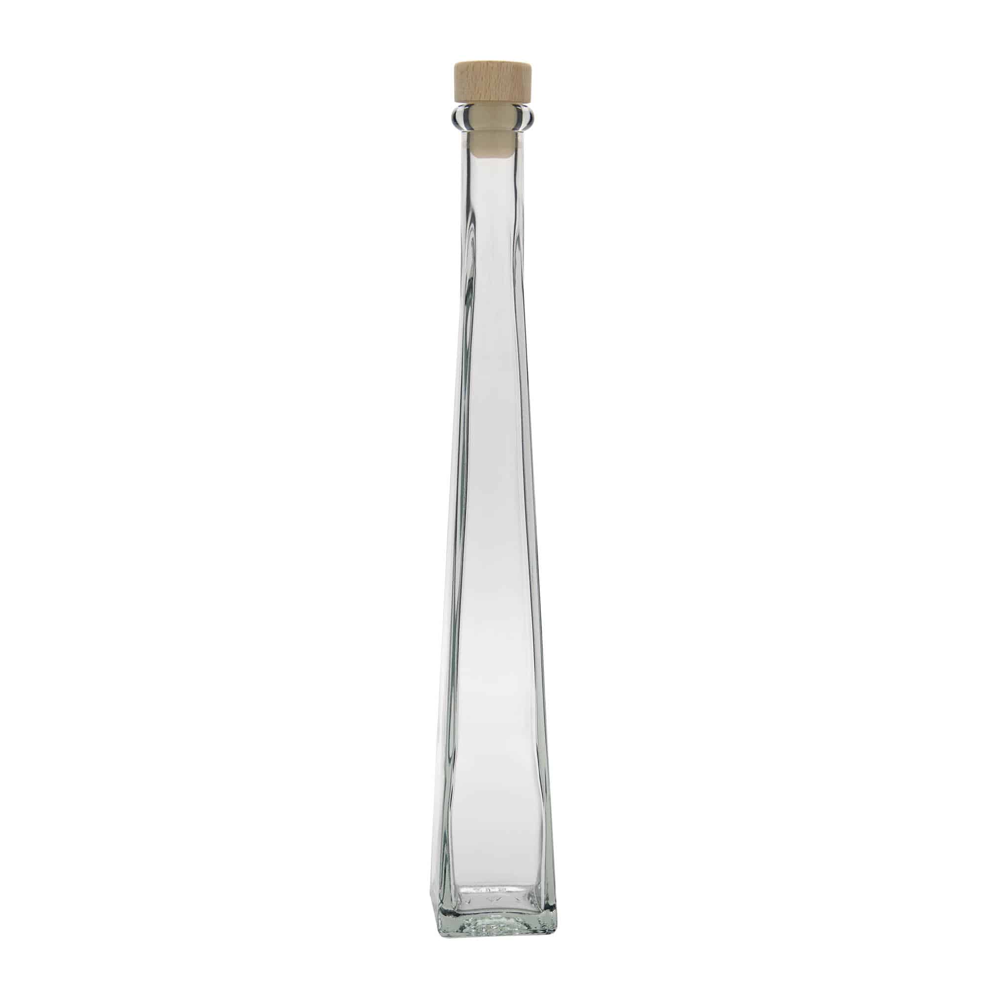 Botella de vidrio 'Dama Quadrato' de 200 ml, cuadrada, boca: corcho