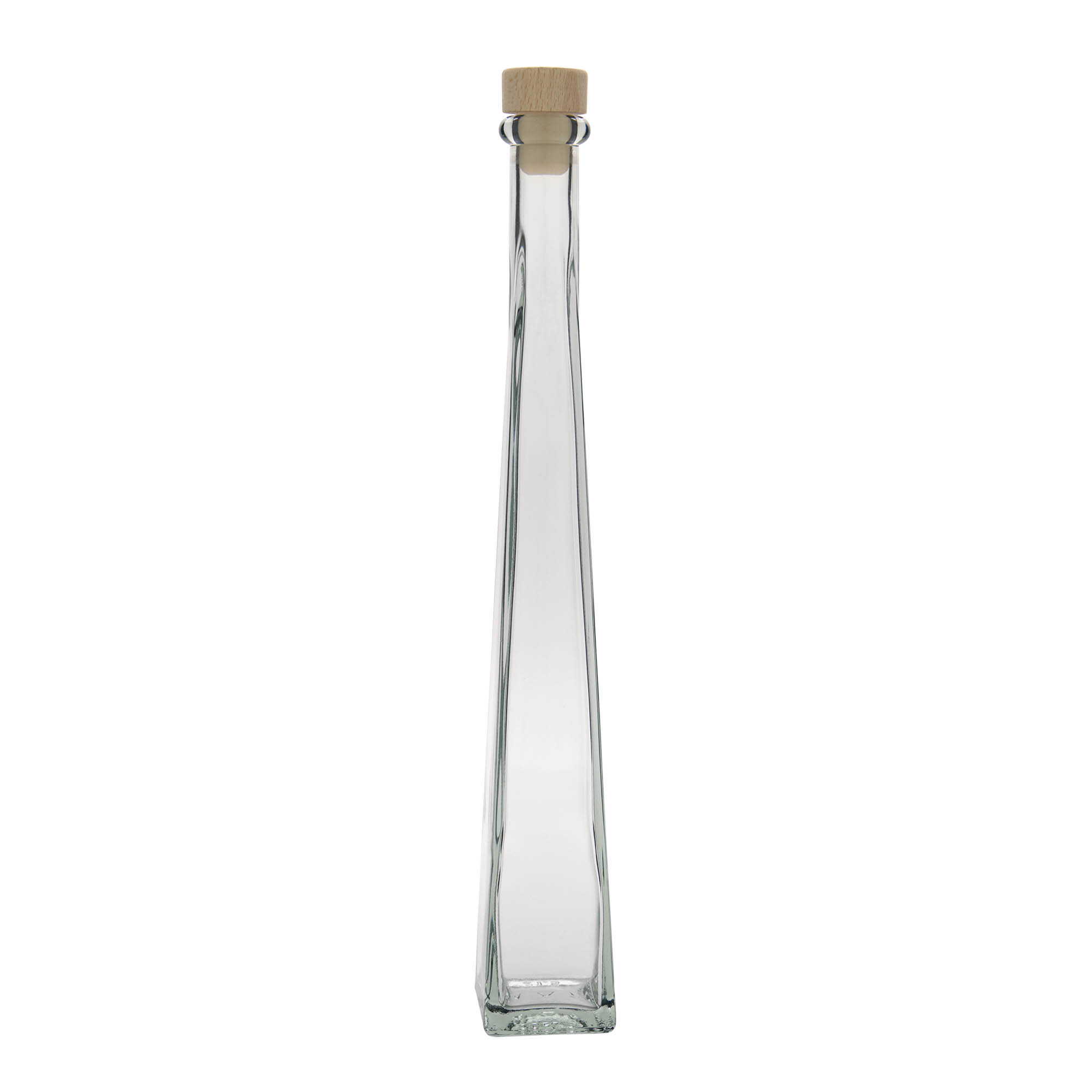 Botella de vidrio de 200 ml 'Dama Quadrato', cuadrada, boca: corcho