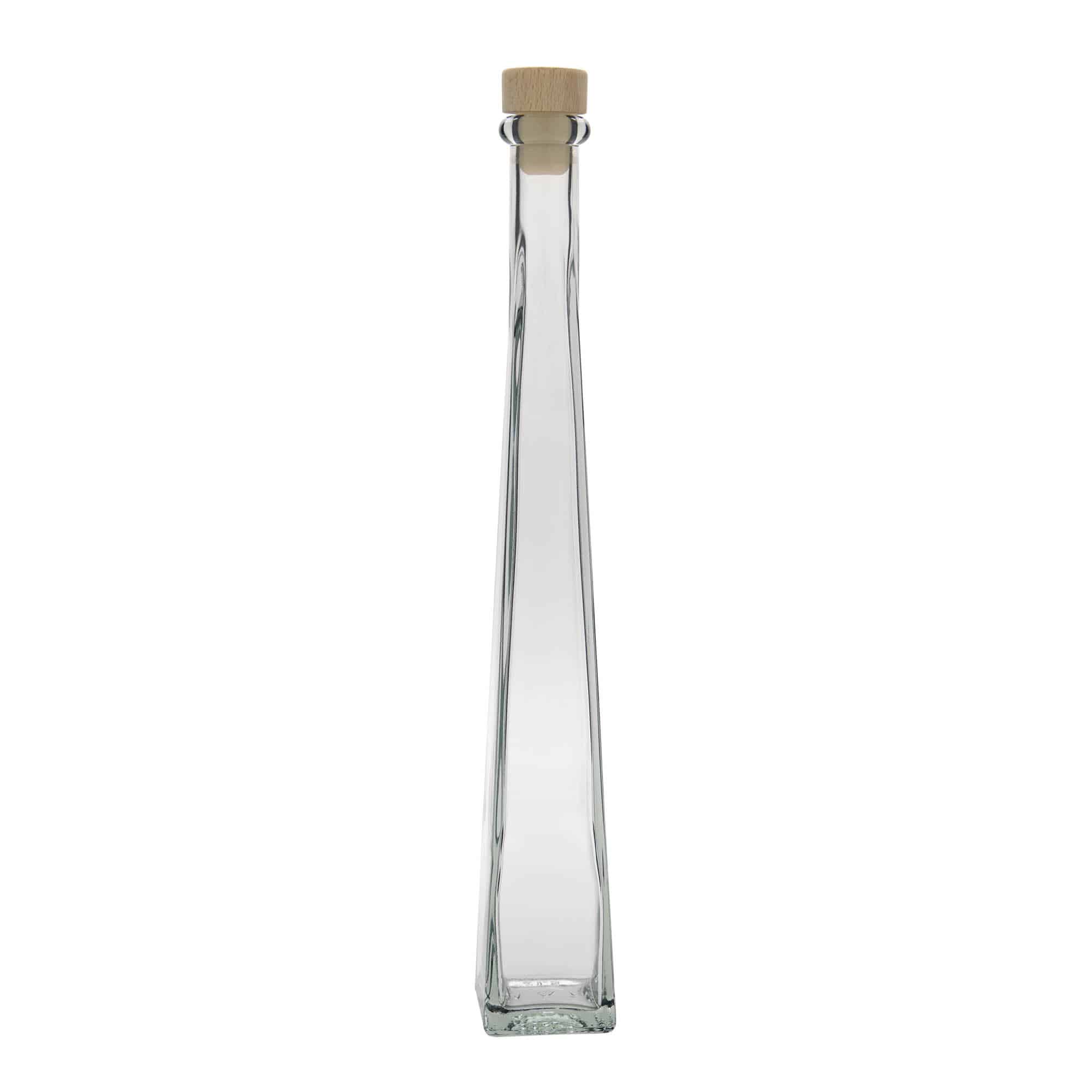 Botella de vidrio de 200 ml «Dama Quadrato», cuadrada, boca: corcho
