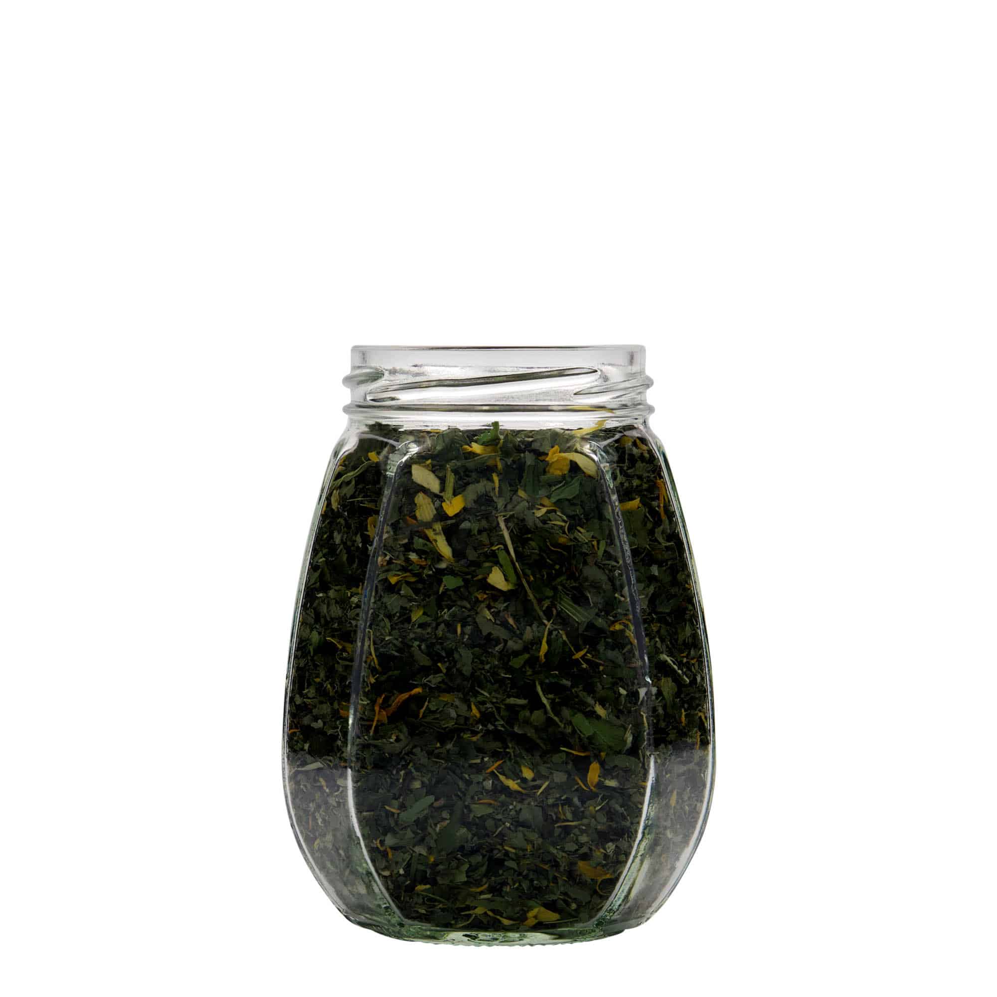 Tarro decorativo de 385 ml, hexagonal, boca: Twist-Off (TO 63)