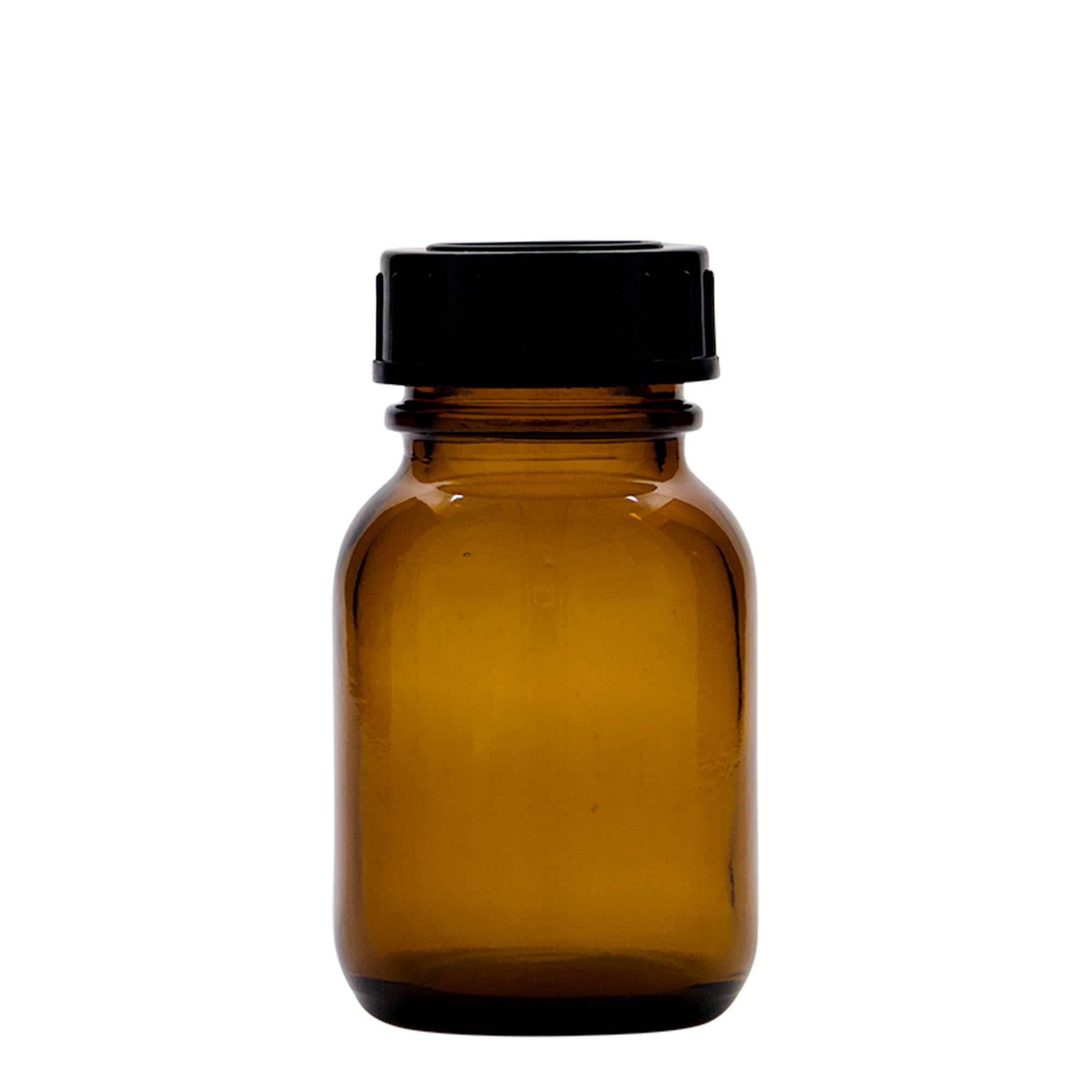 Tarro de boca ancha de 50 ml, marrón, boca: DIN 32