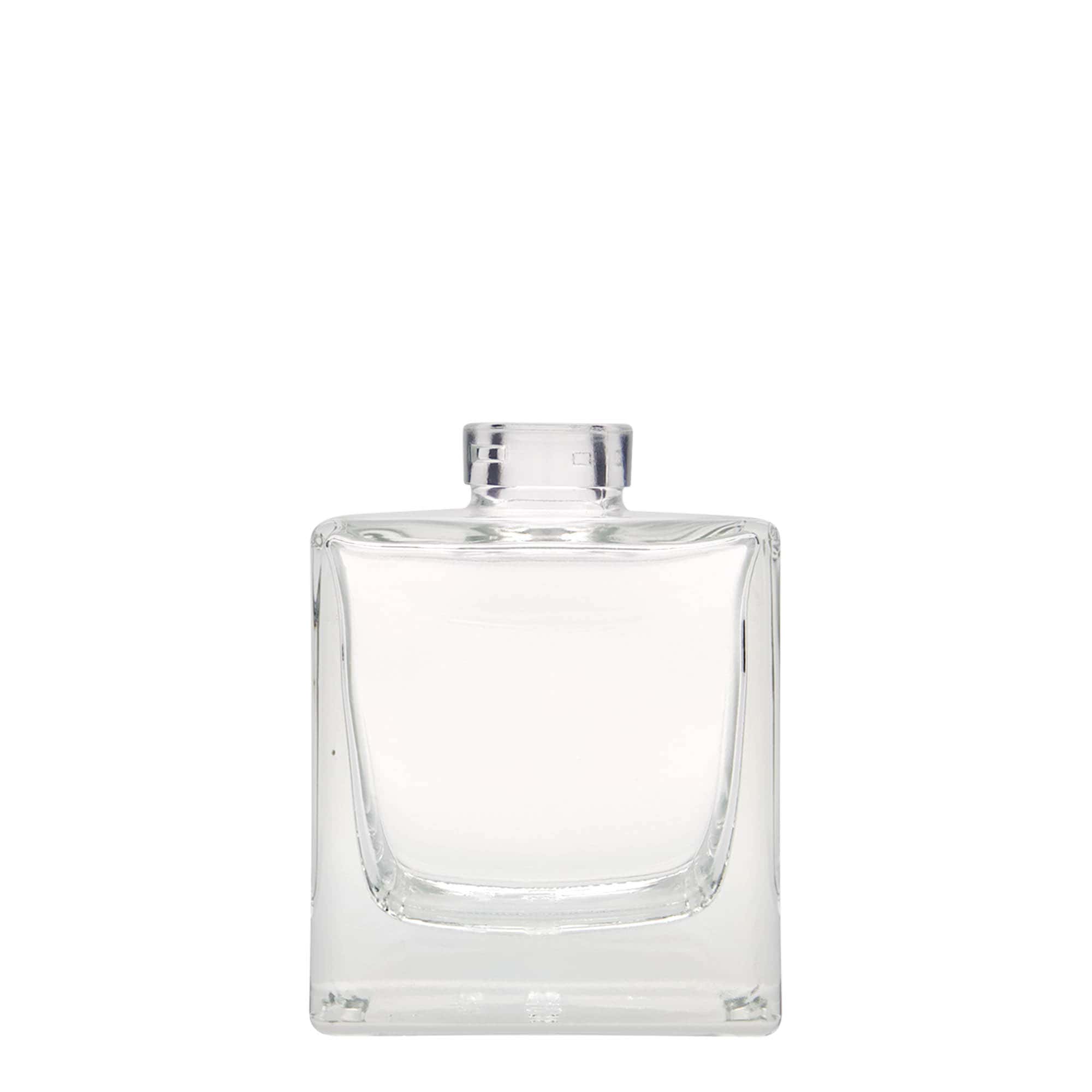 Botella de vidrio de 200 ml 'Cube', cuadrada, boca: corcho