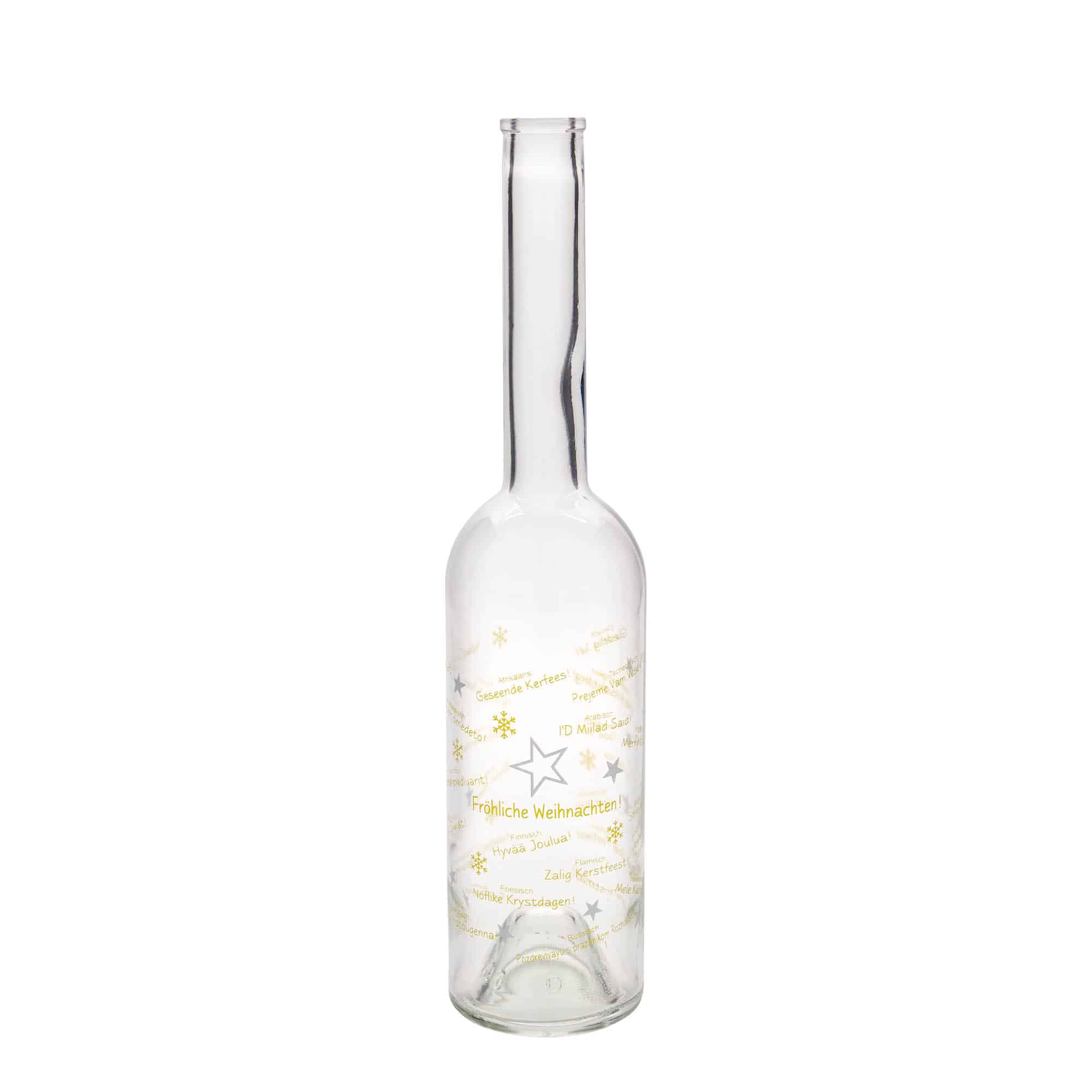 Botella de vidrio 'Opera' de 500 ml, motivo: Navidades en el mundo, boca: corcho Botella de vidrio 'Opera' de 500 ml, motivo: Navidades en el mundo, boca: corcho