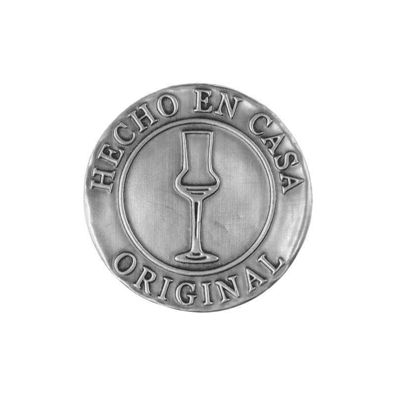 Etiqueta de estaño 'Hecho en Casa', redonda, metal, plateado Etiqueta de estaño 'Hecho en Casa', redonda, metal, plateado