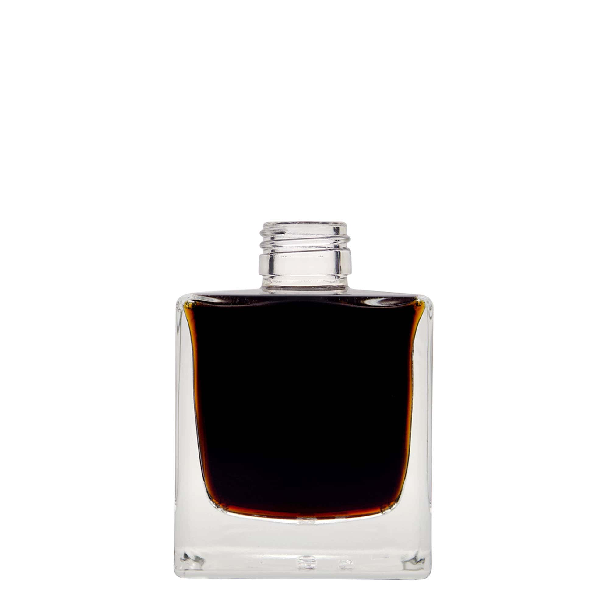 Botella de vidrio de 200 ml «Cube», cuadrada, boca: PP 28
