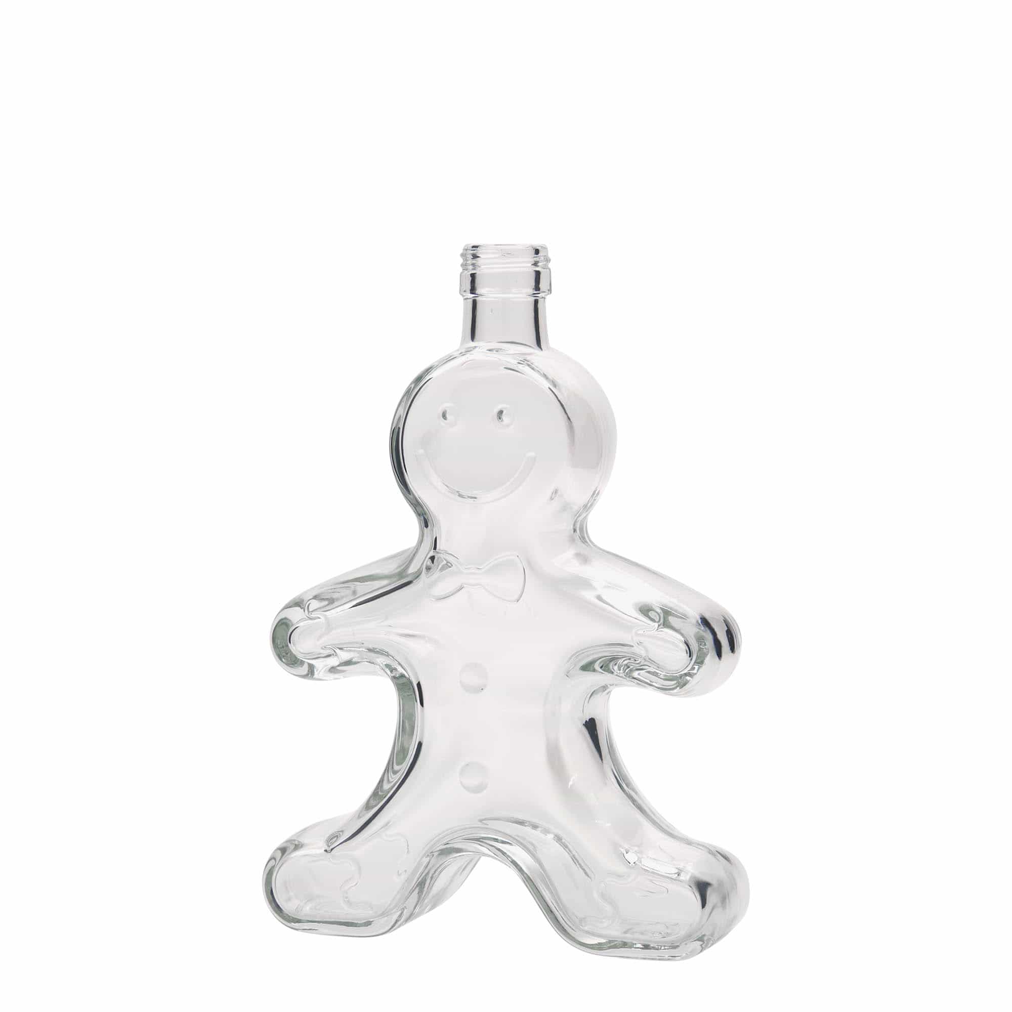 Botella de vidrio de 250 ml «Hombre de pan de jengibre», boca: PP 24