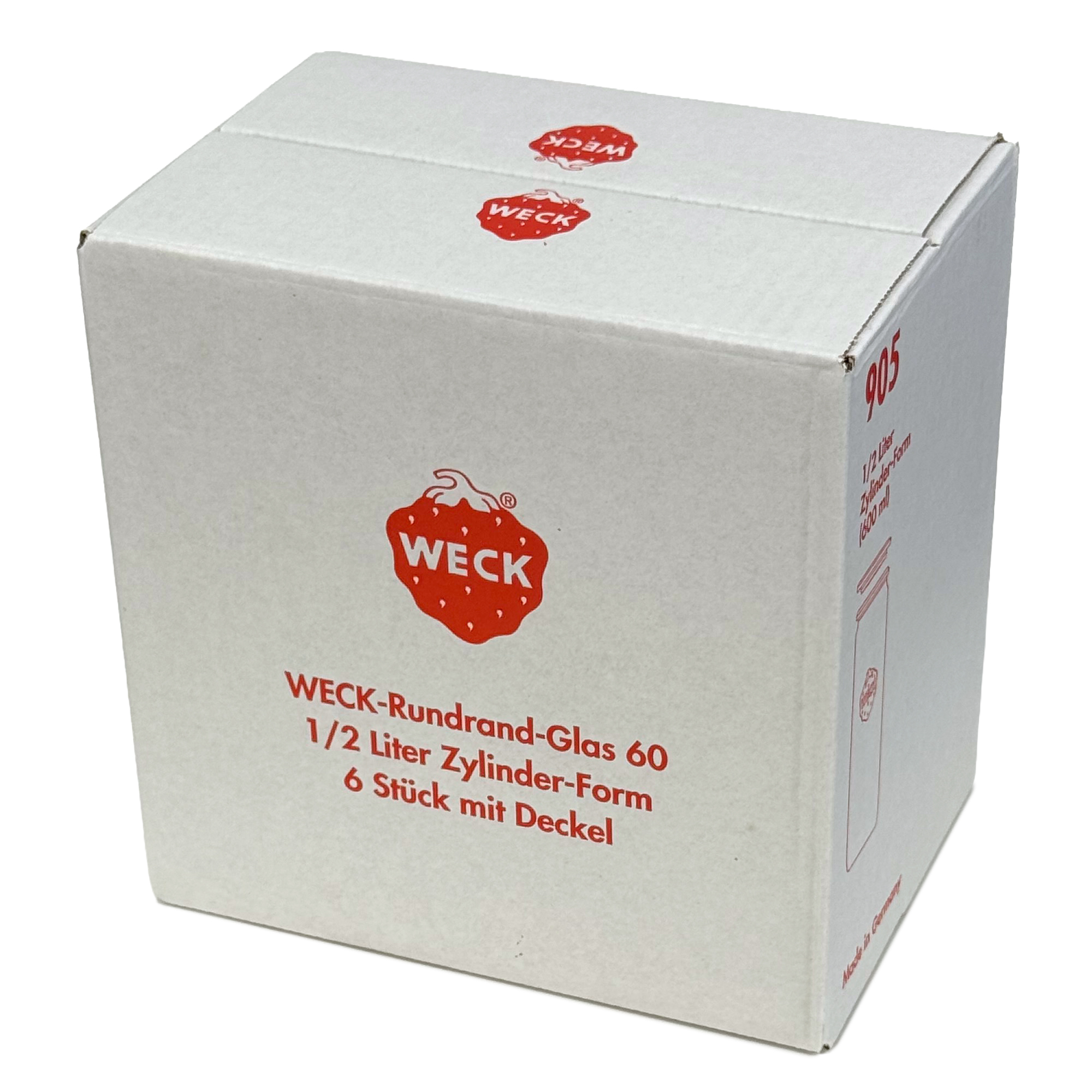 6x 600 ml vaso cilíndrico WECK con tapa de vidrio RR 60