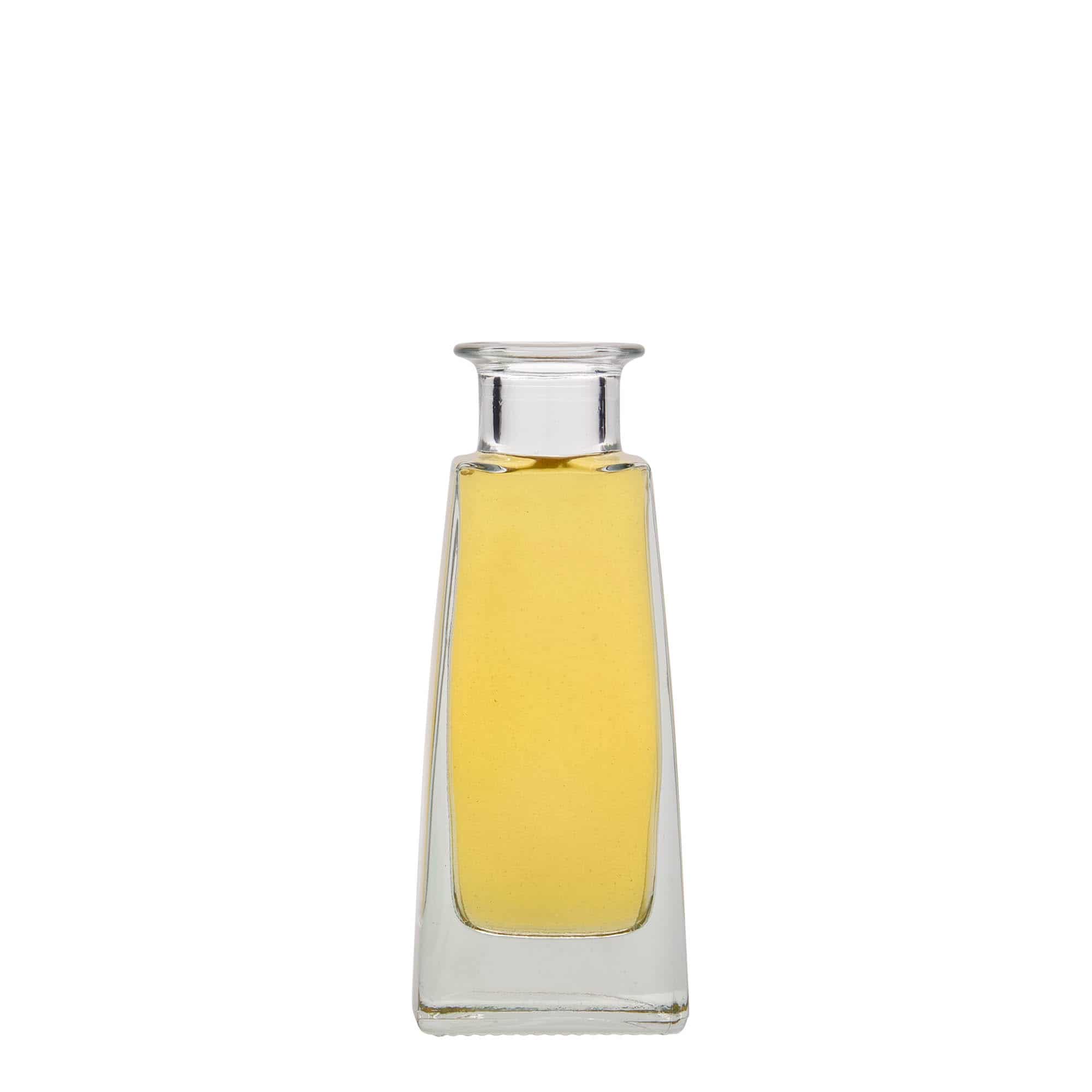 Botella de vidrio 'Timmy' de 100 ml, rectangular, boca: corcho