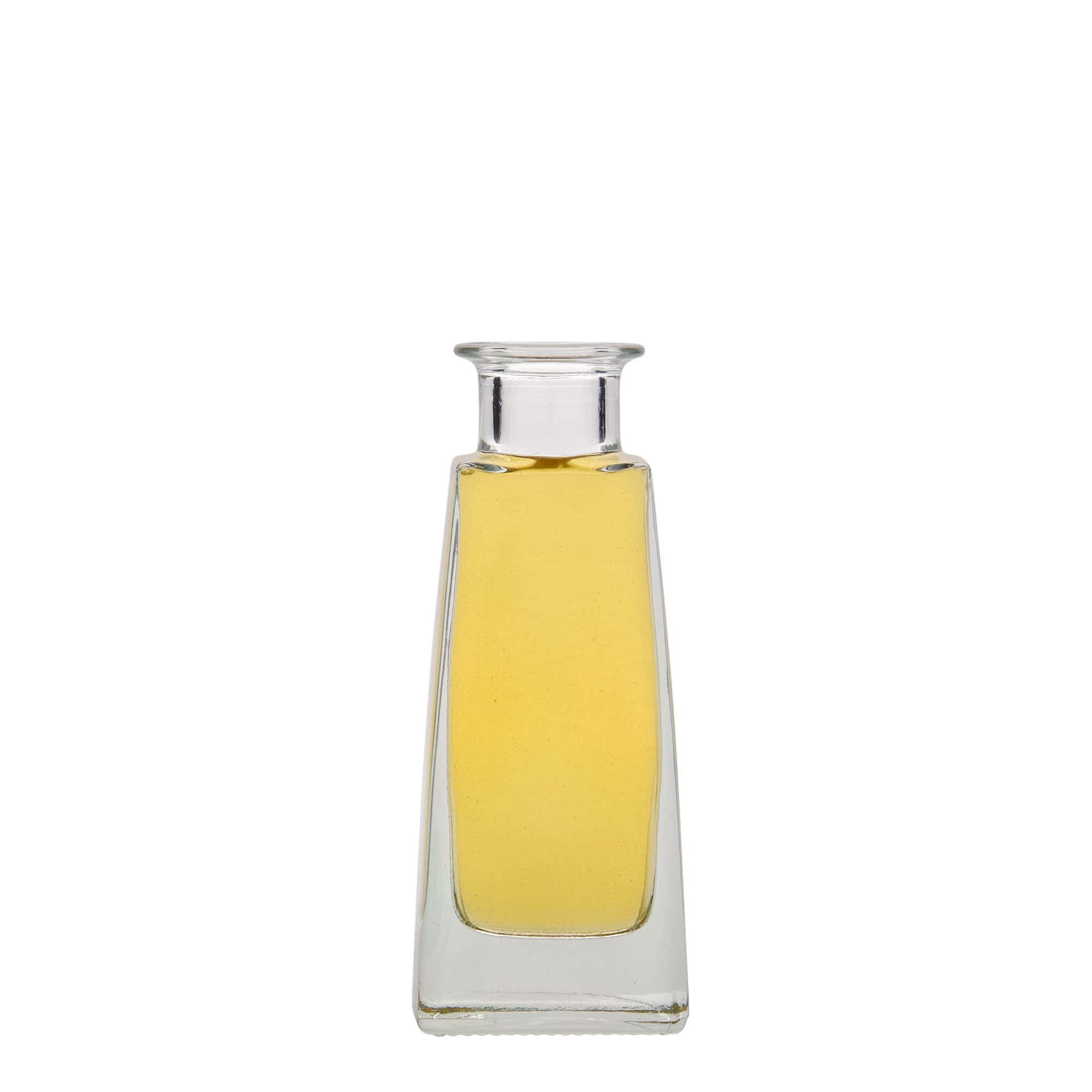 Botella de vidrio de 100 ml «Timmy», rectangular, boca: corcho