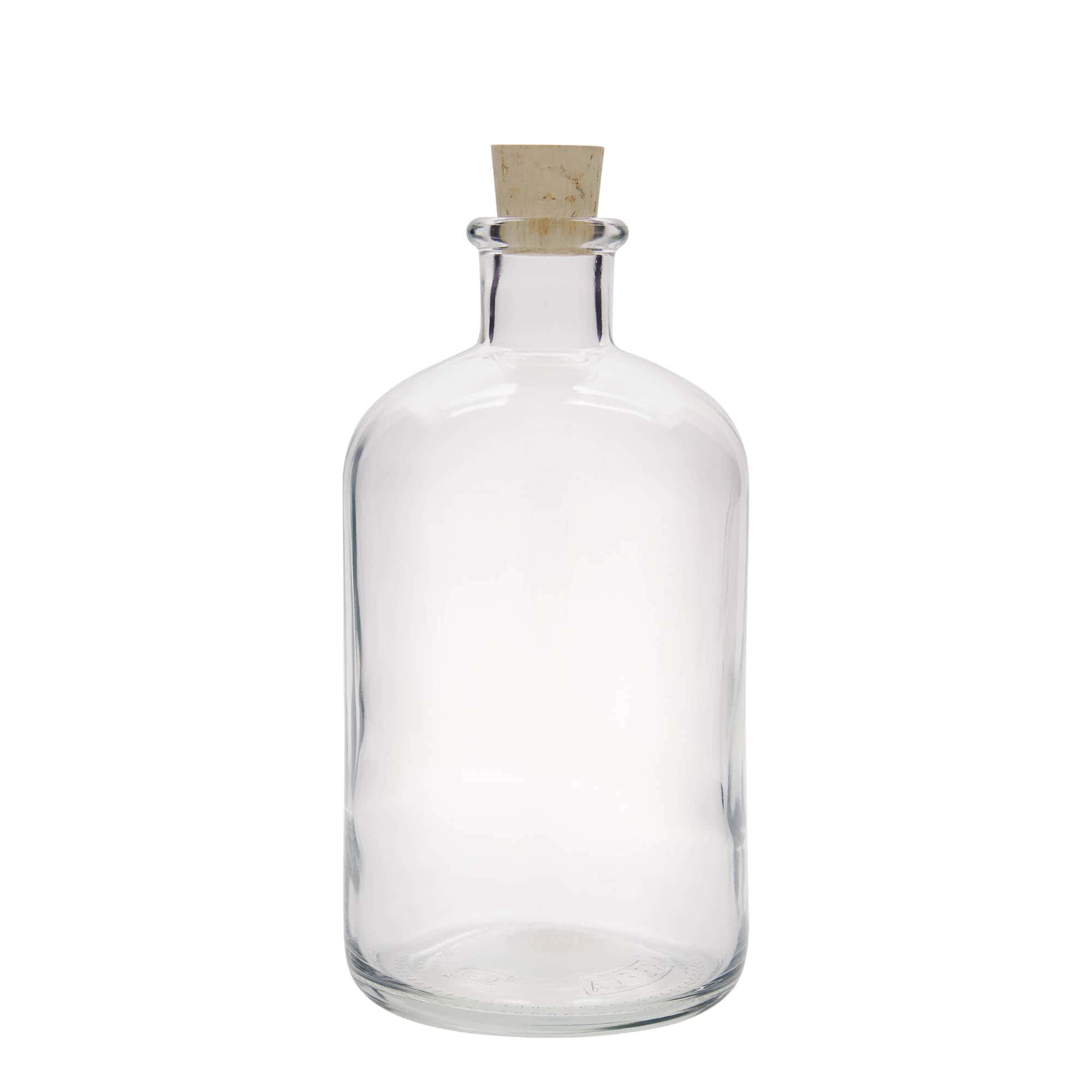 Botella de vidrio de farmacia de 1000 ml, boca: corcho